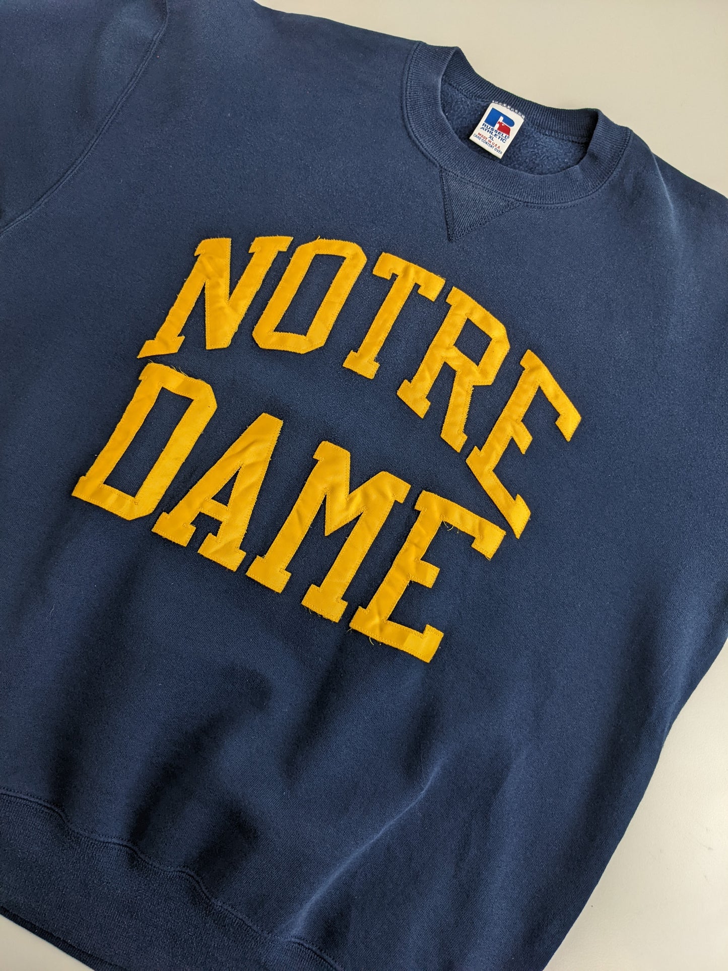 90s Russel Athletic Notre Dame NCAA Sweatshirt Navy XL