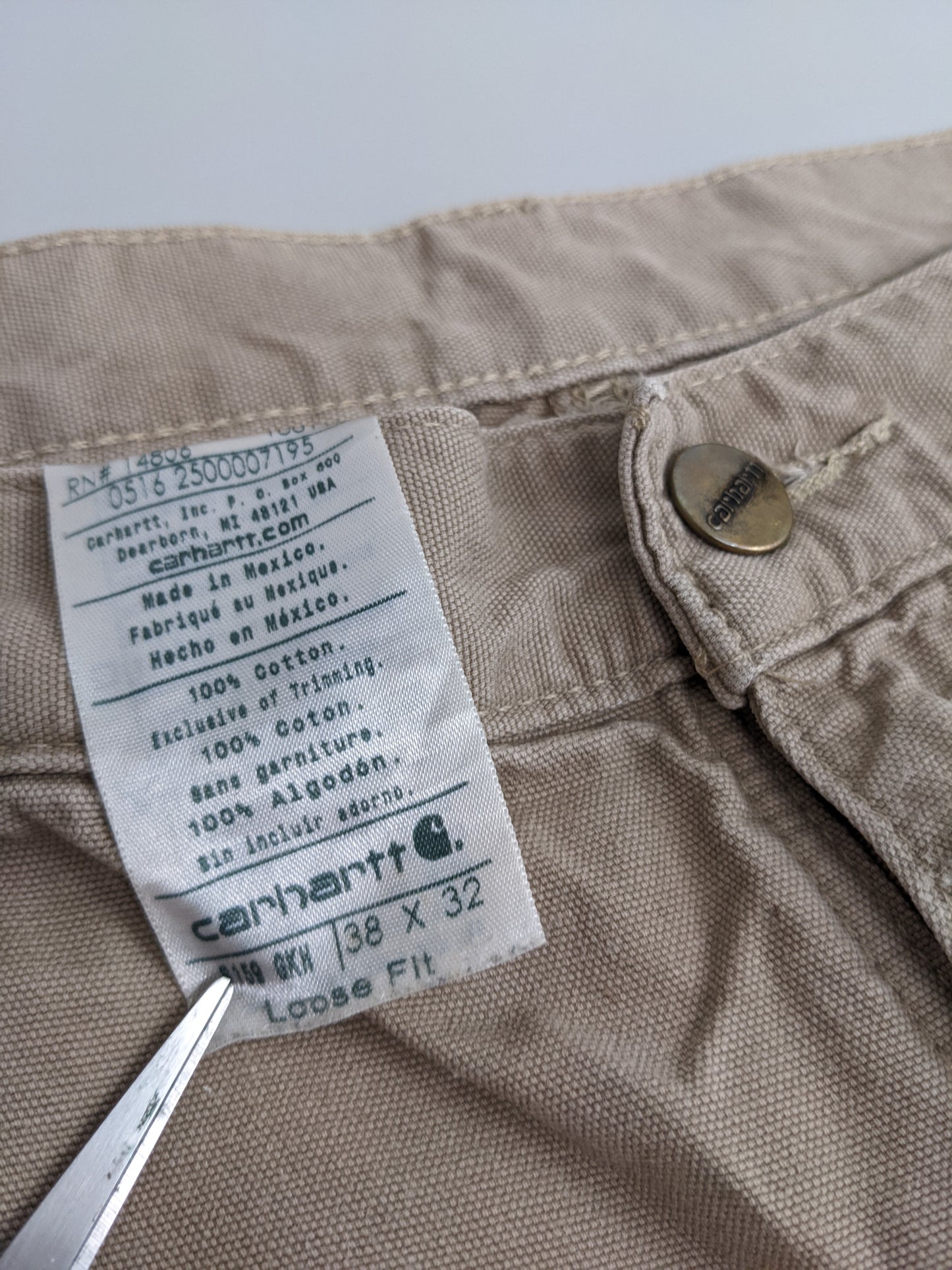 00s Distressed Carhartt Pant Beige 38x32