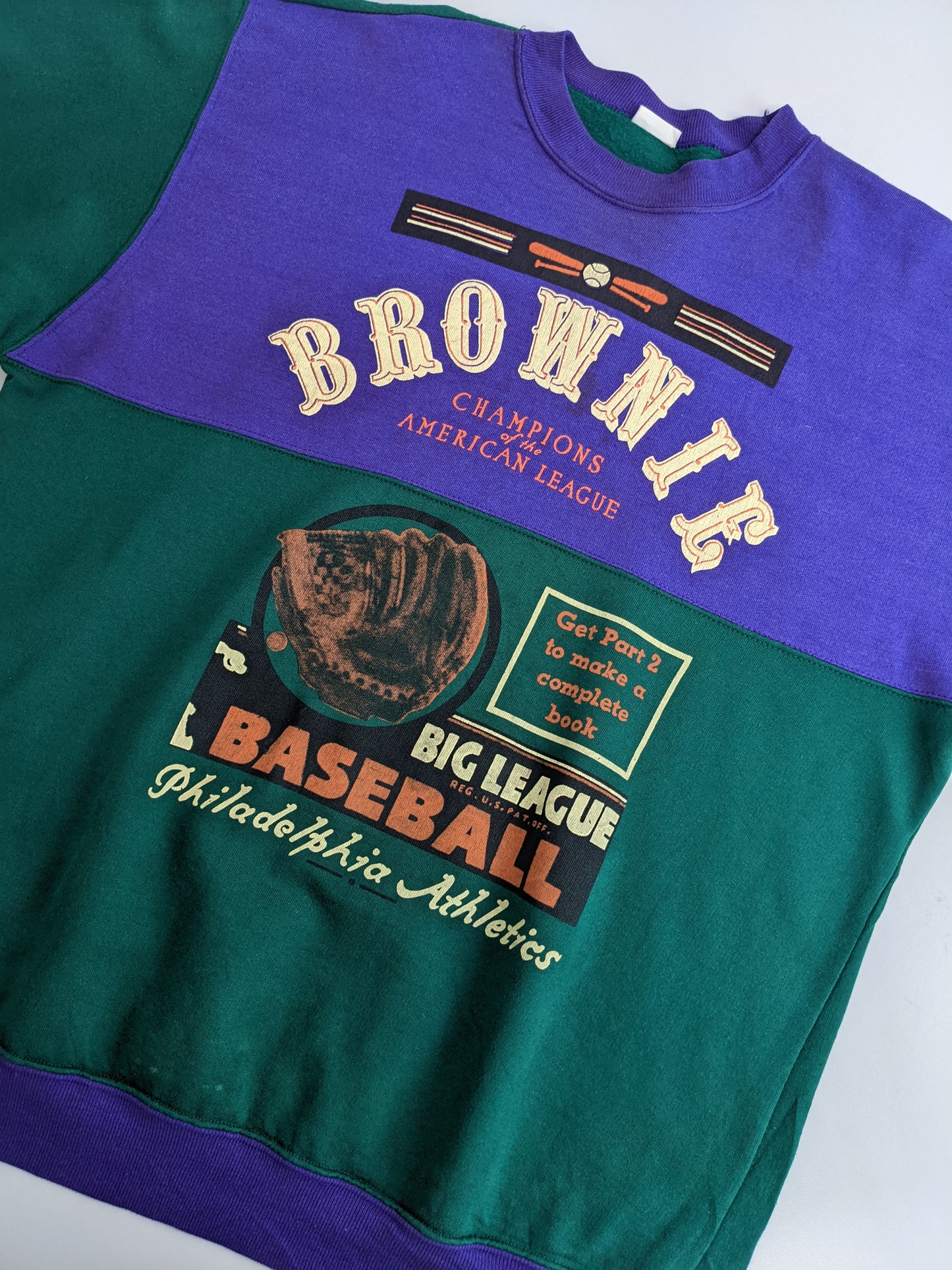 80s Unbranded Sweatshirt Purple Green L