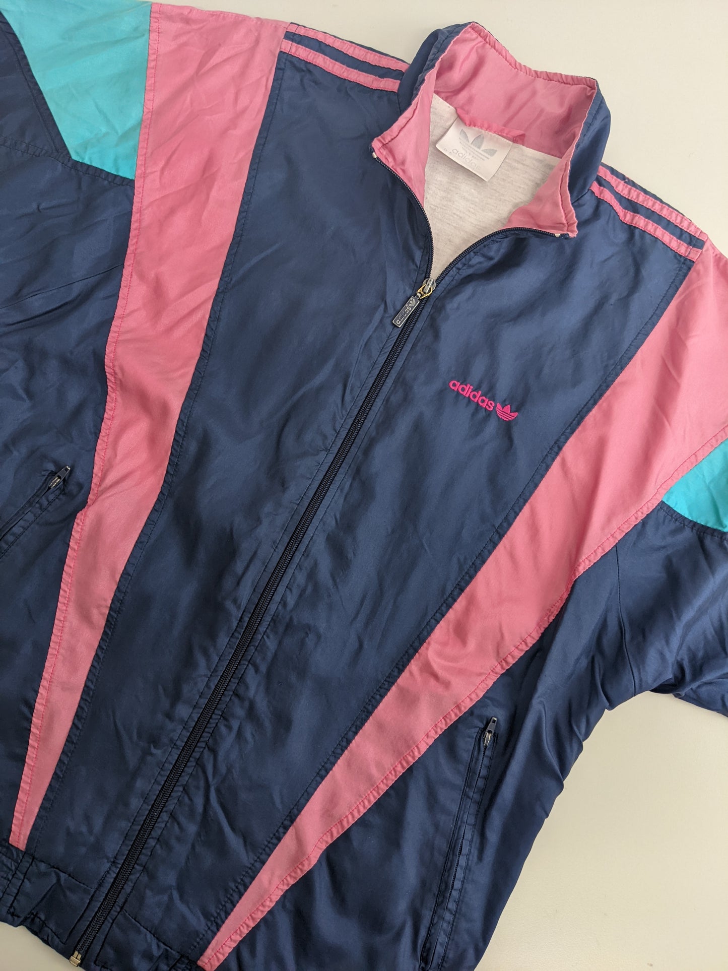 90s Adidas Trackjacket Blue Pink M