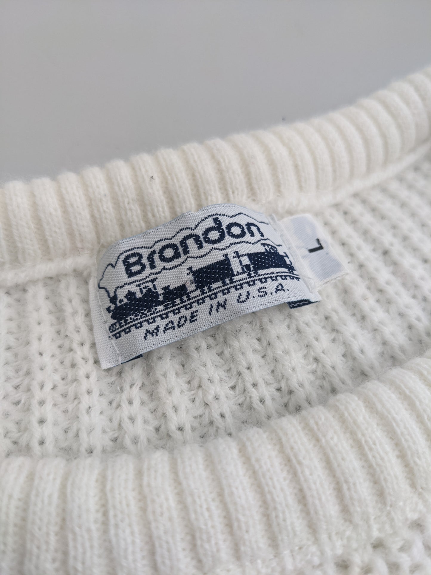 90s Brandon NFL Alumni South Bend Chapter Knit Sweater White Red S/M