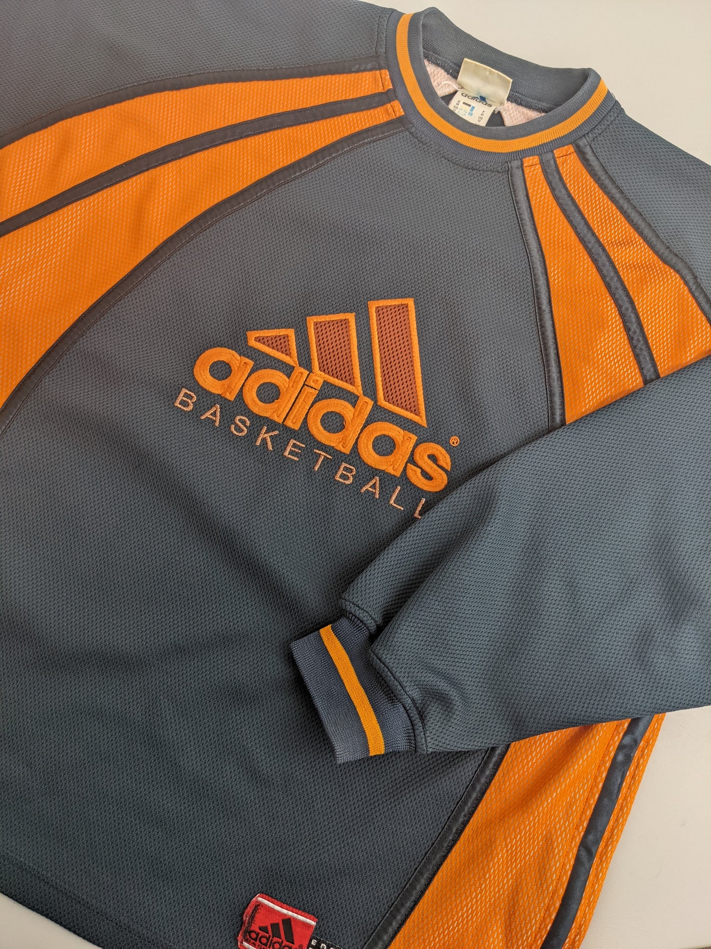90s Adidas Basketball Longsleeve Grey Orange M