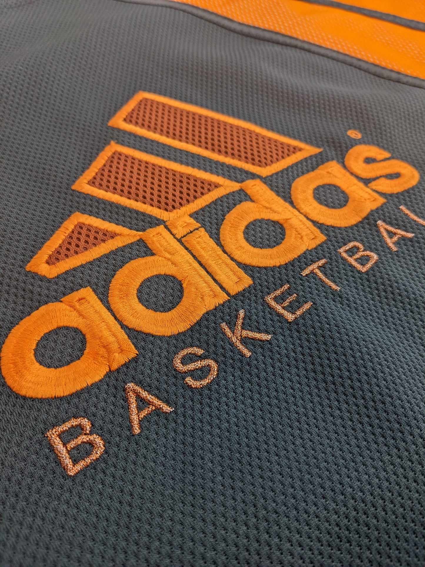 90s Adidas Basketball Longsleeve Grey Orange M