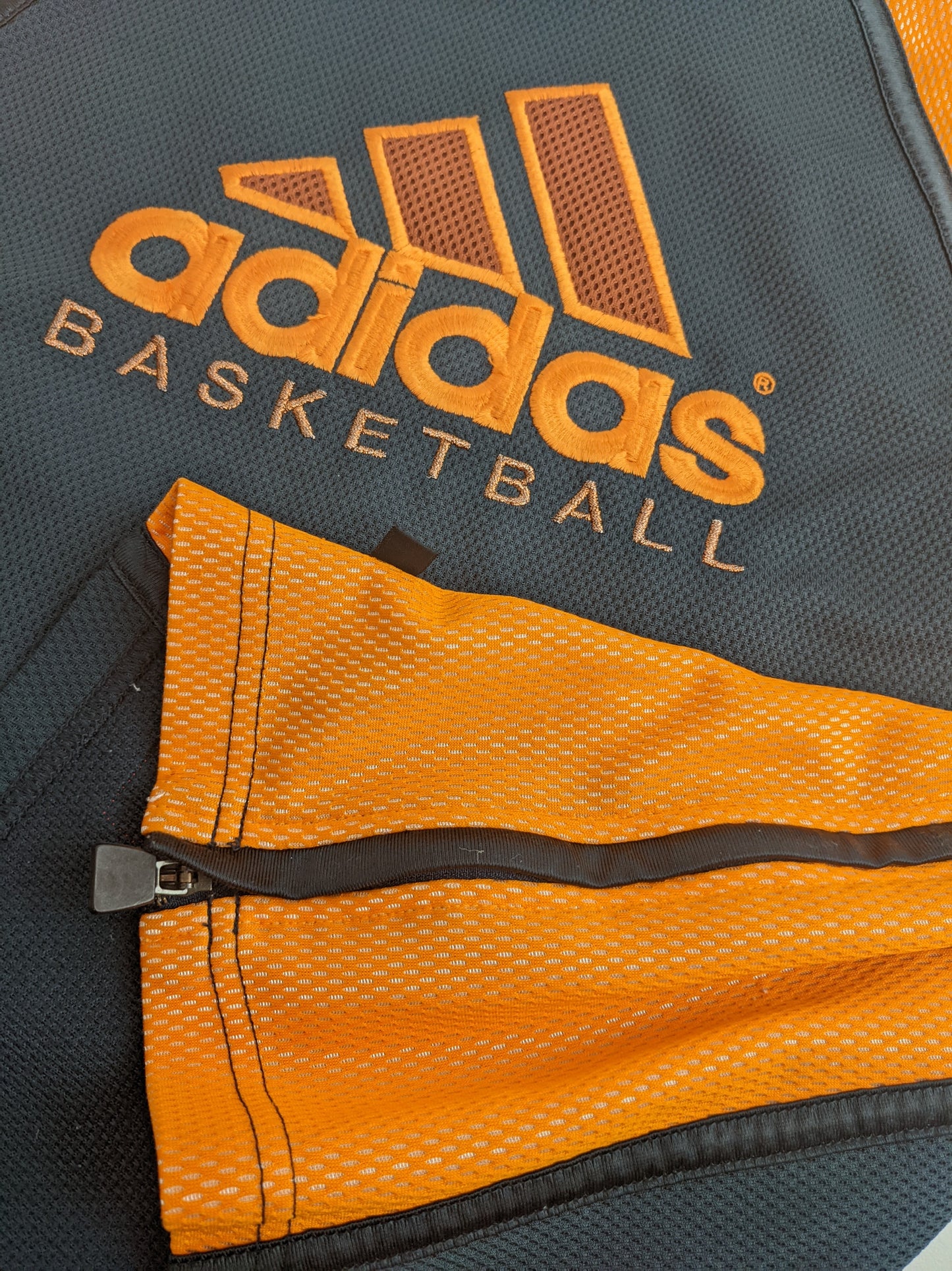 90s Adidas Basketball Longsleeve Grey Orange M