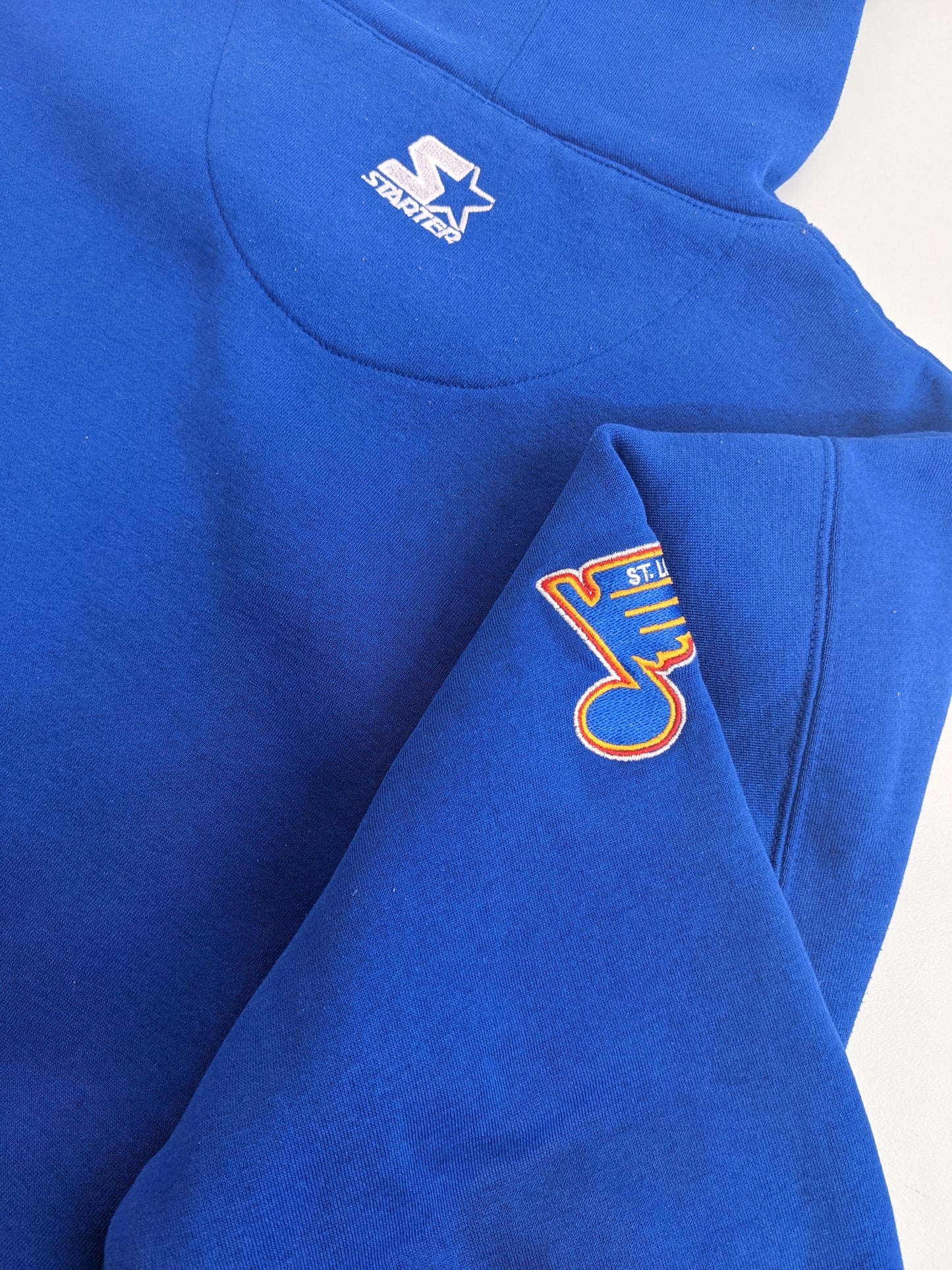 90s Starter St. Louis Blues NHL Hoodie Blue Yellow XL