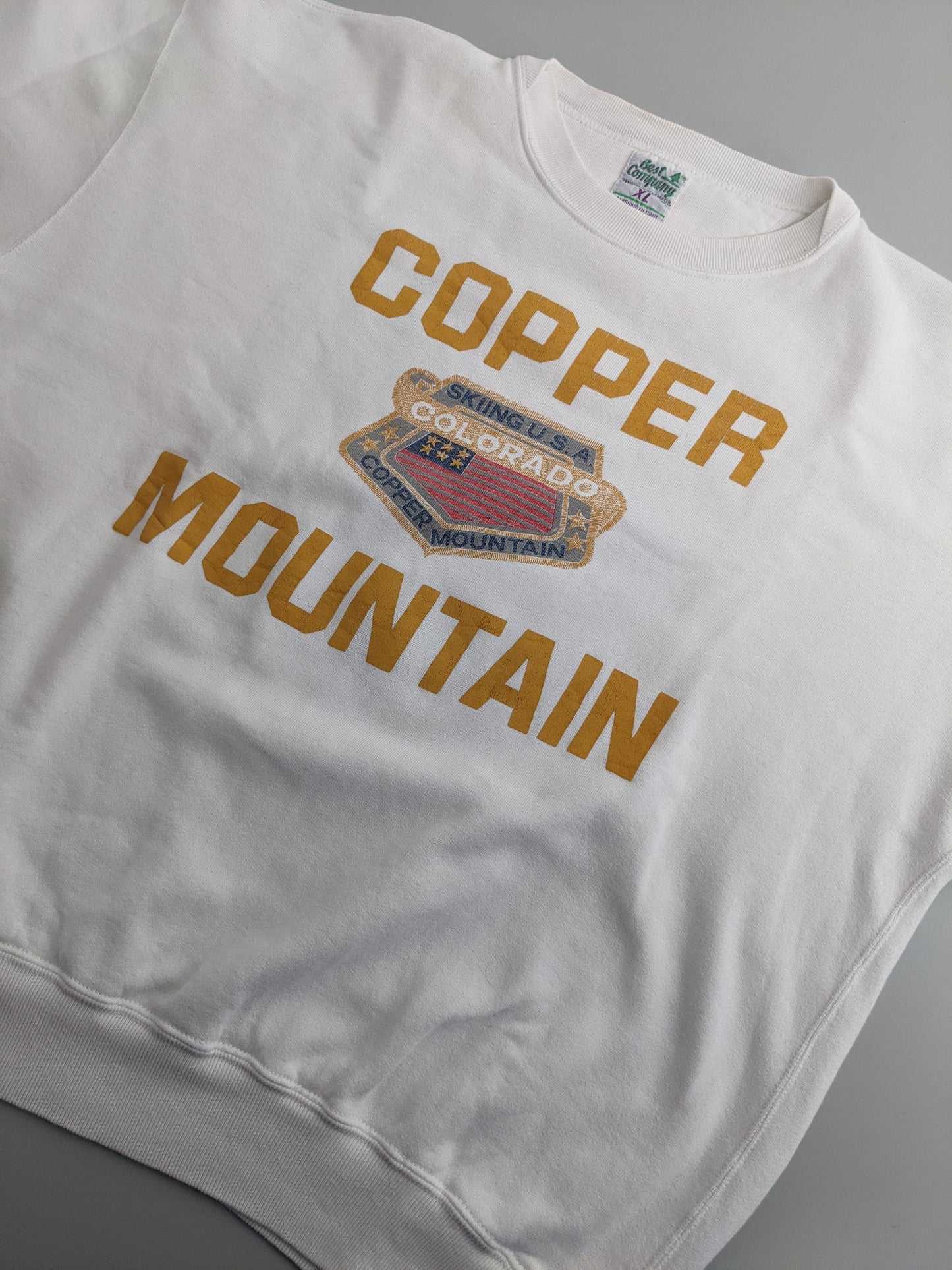 90s Best Company Sweatshirt White Yellow L/XL