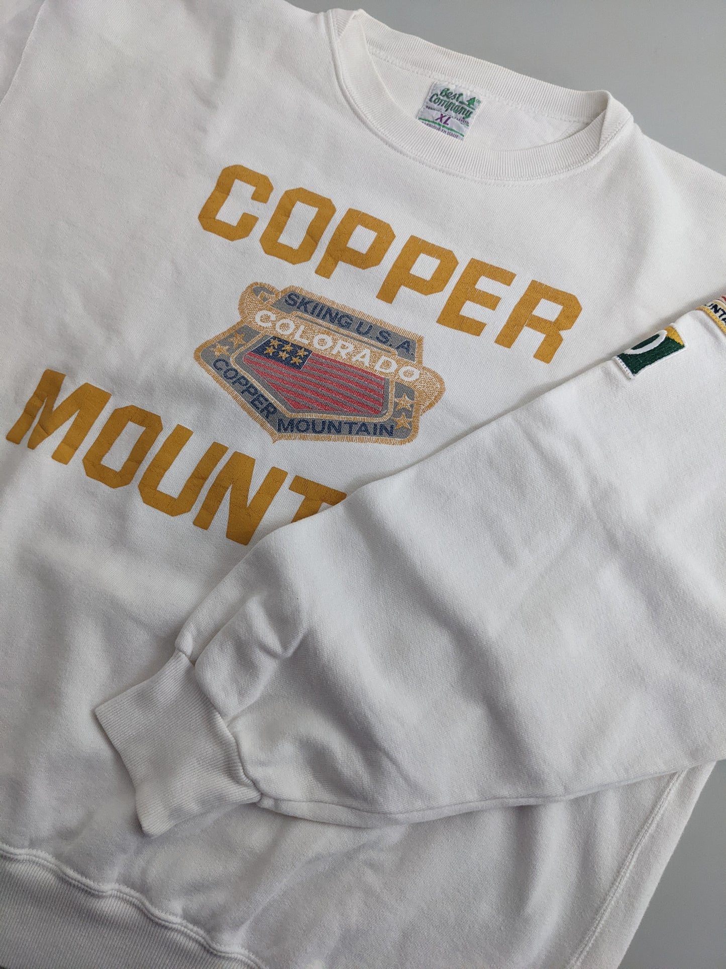 90s Best Company Sweatshirt White Yellow L/XL