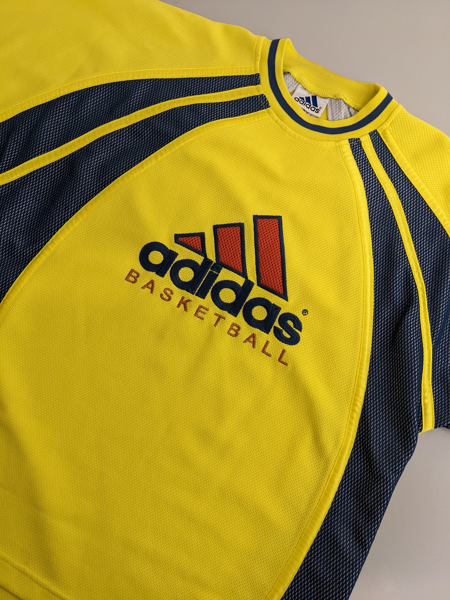 90s Adidas Basketball Longsleeve Yellow Blue S