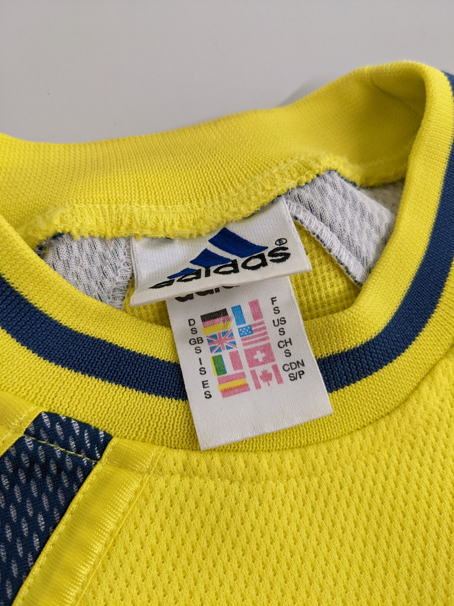 90s Adidas Basketball Longsleeve Yellow Blue S