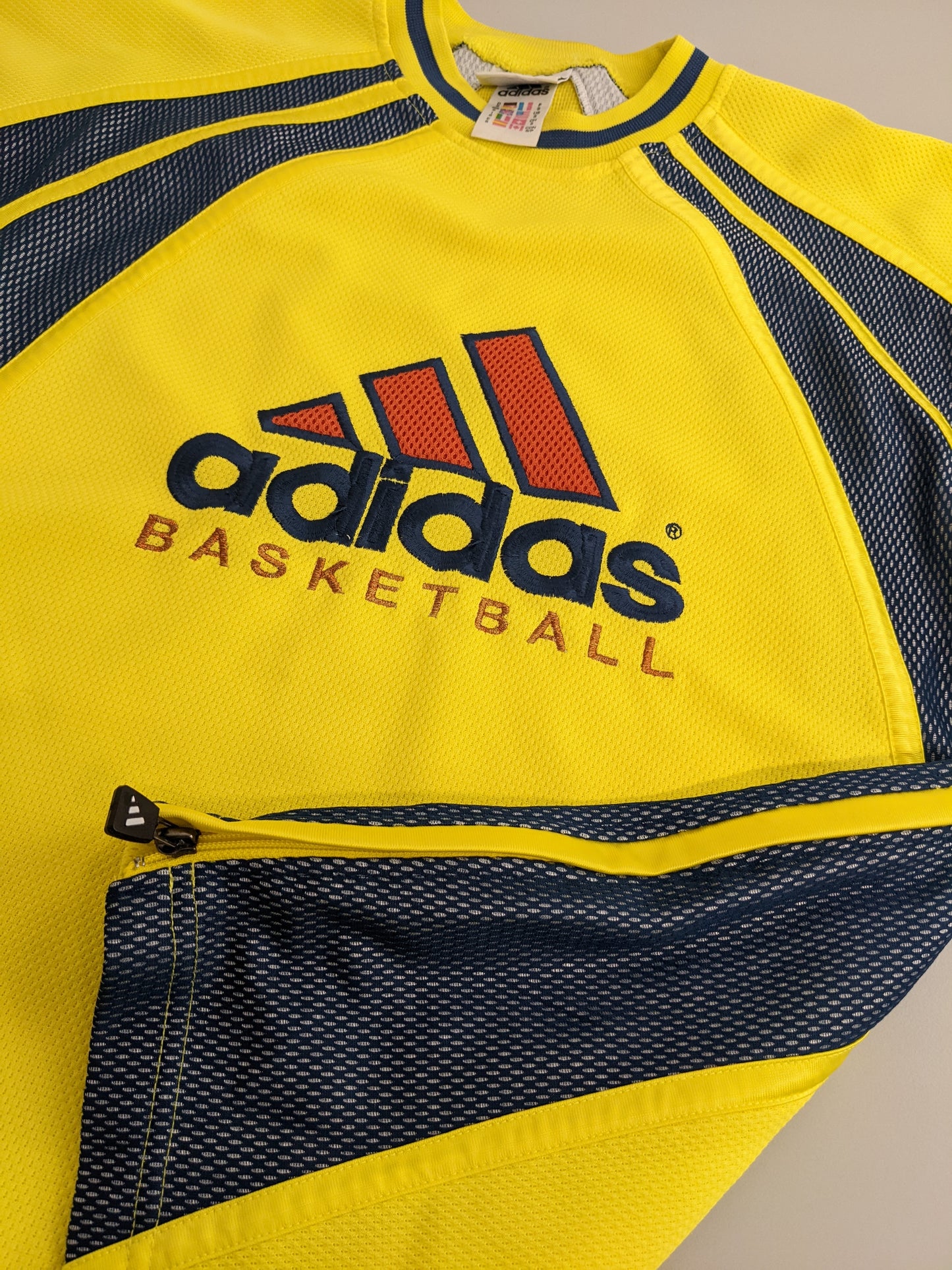 90s Adidas Basketball Longsleeve Yellow Blue S