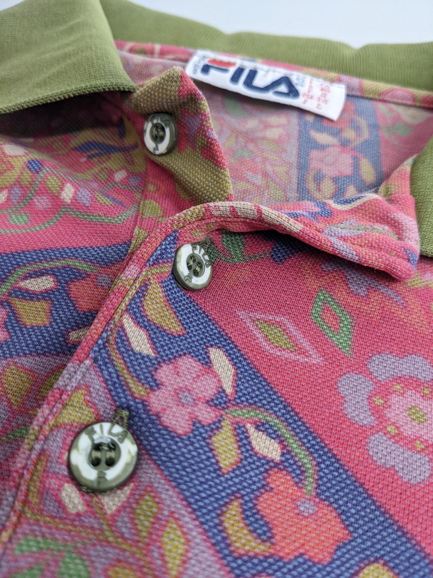 90s Fila Poloshirt Red Khaki S/M