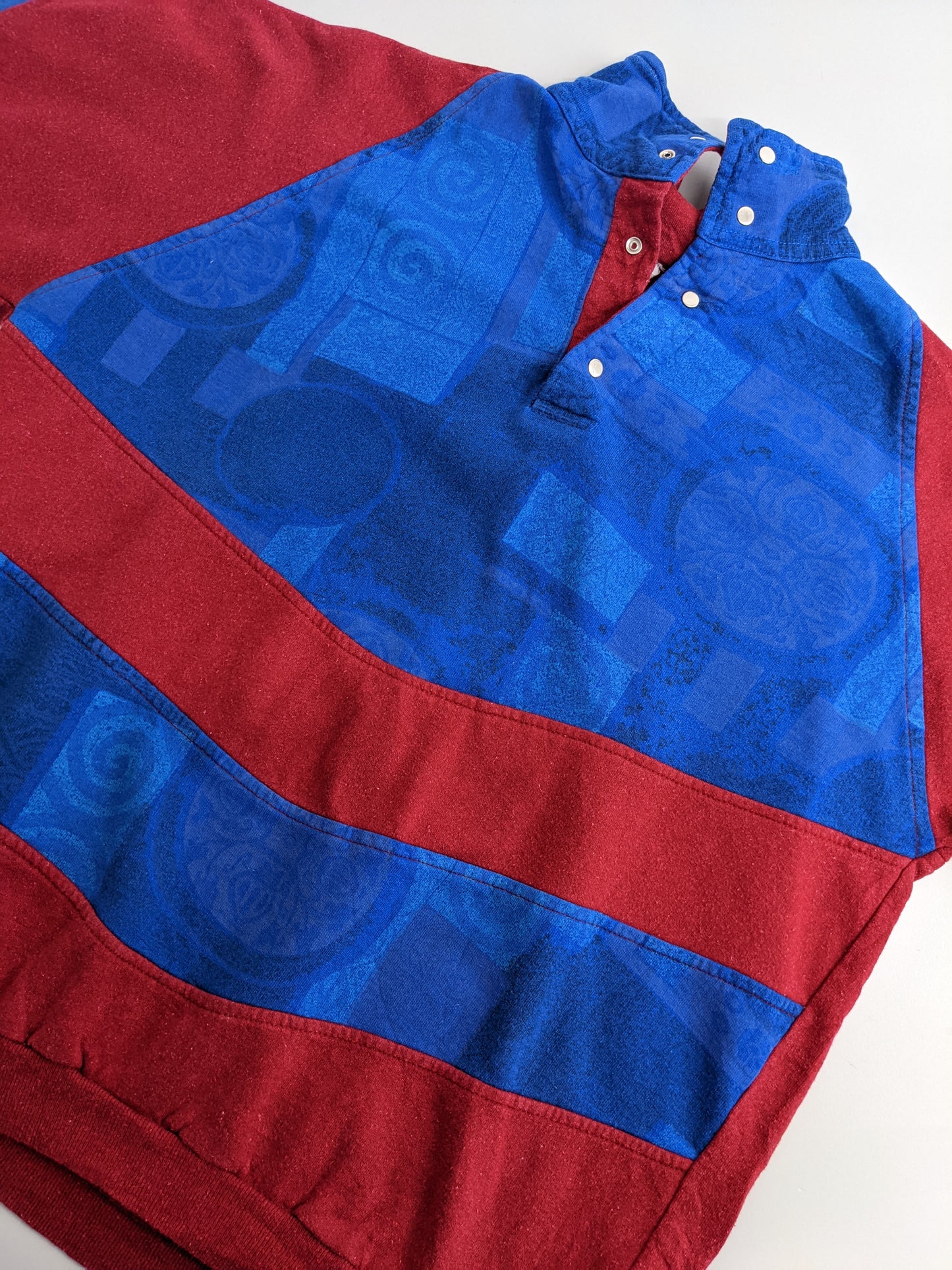 90s Unbranded Sweatshirt Blue Red M