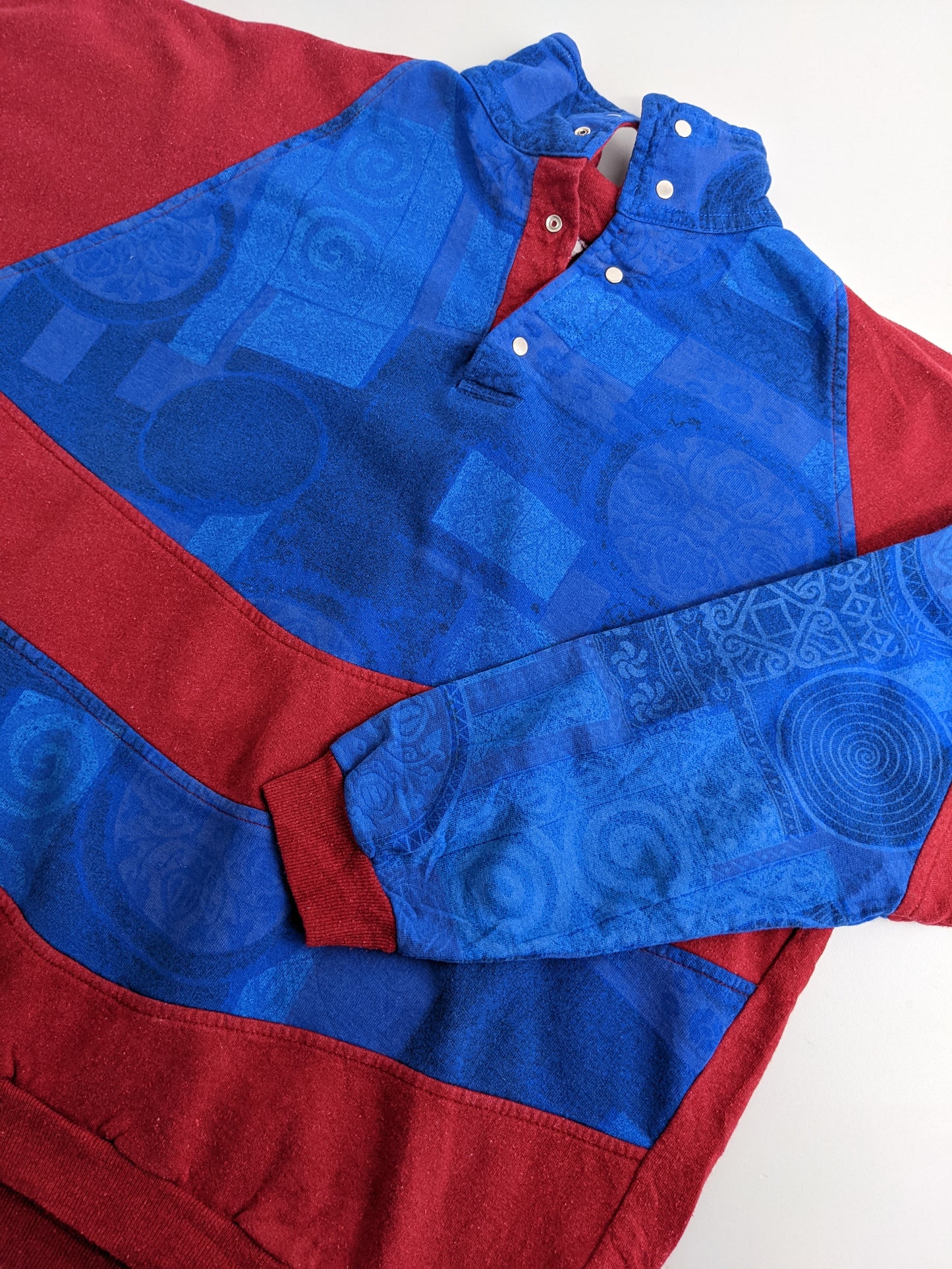 90s Unbranded Sweatshirt Blue Red M