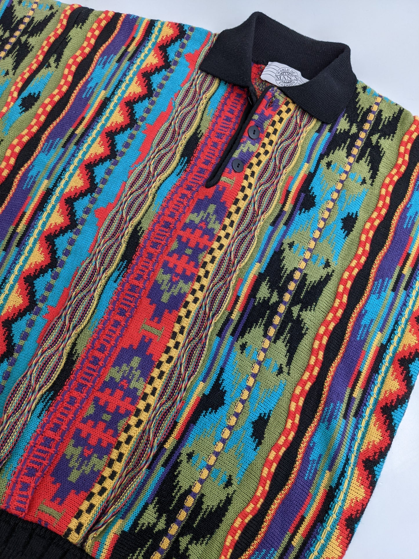 90s World of Man's Fashion Coogi Style Knit Red Colorful L