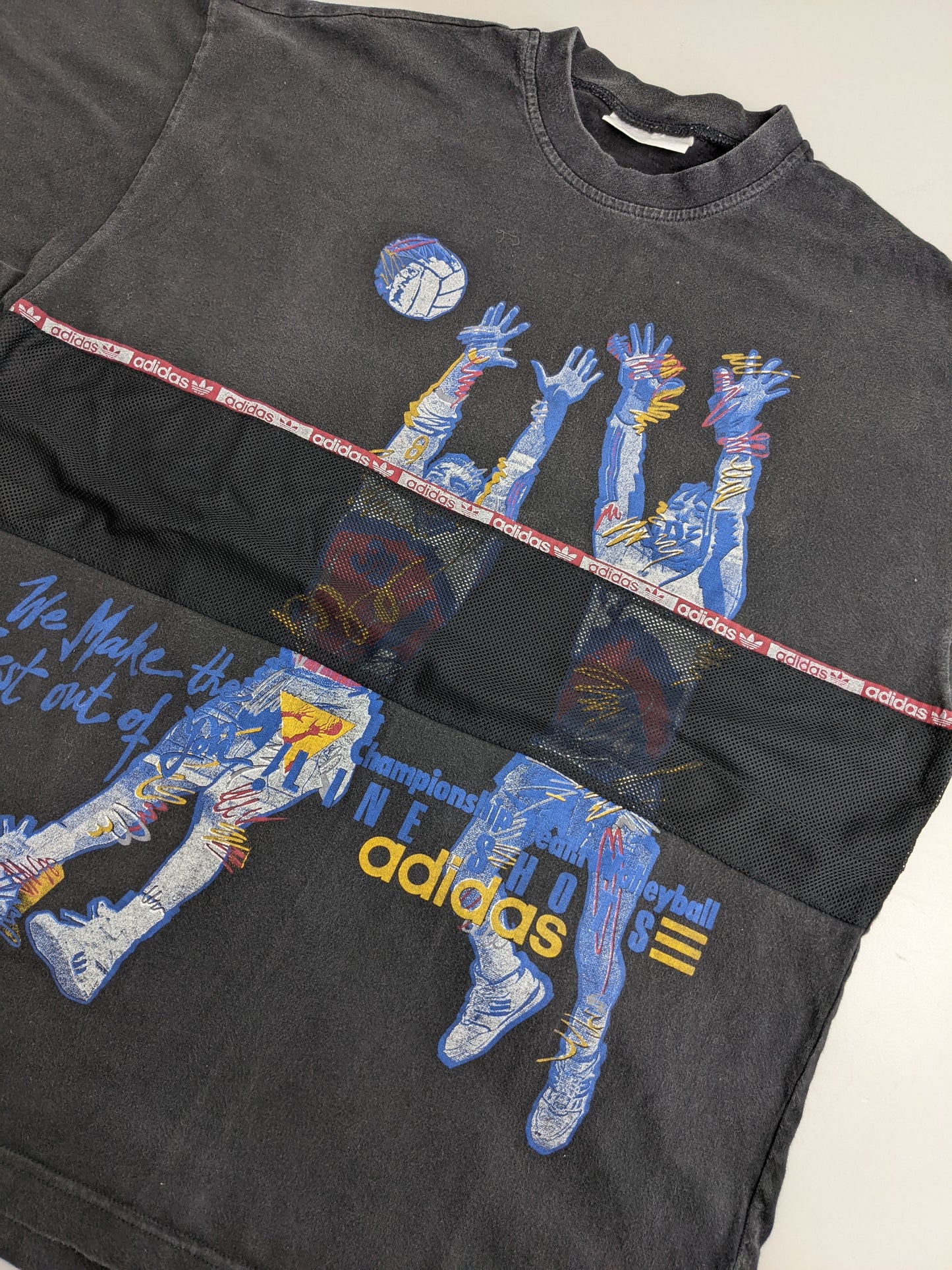 90s Adidas Volleyball T-Shirt Black M