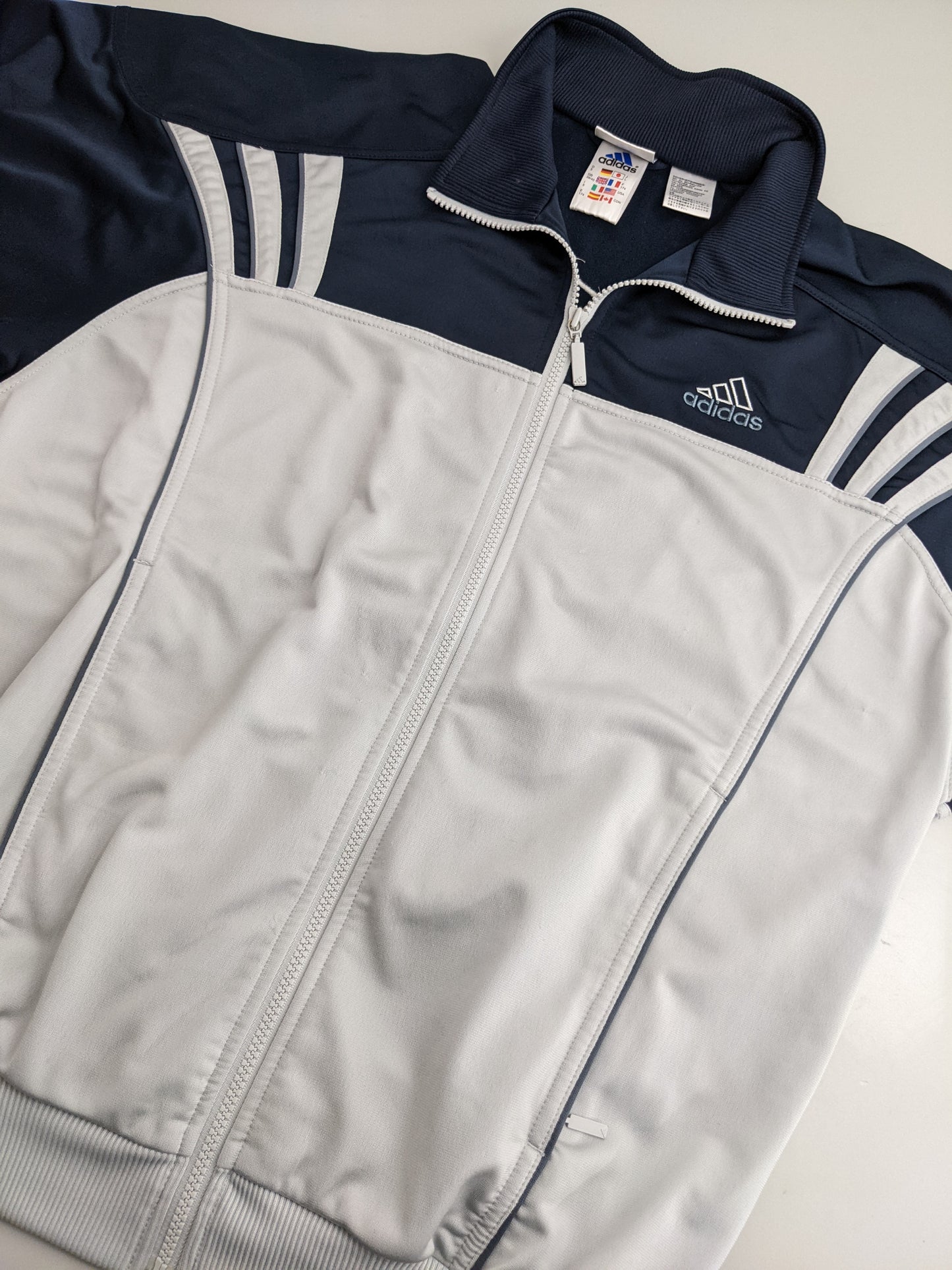 90s Adidas Trackjacket Grey Navy M