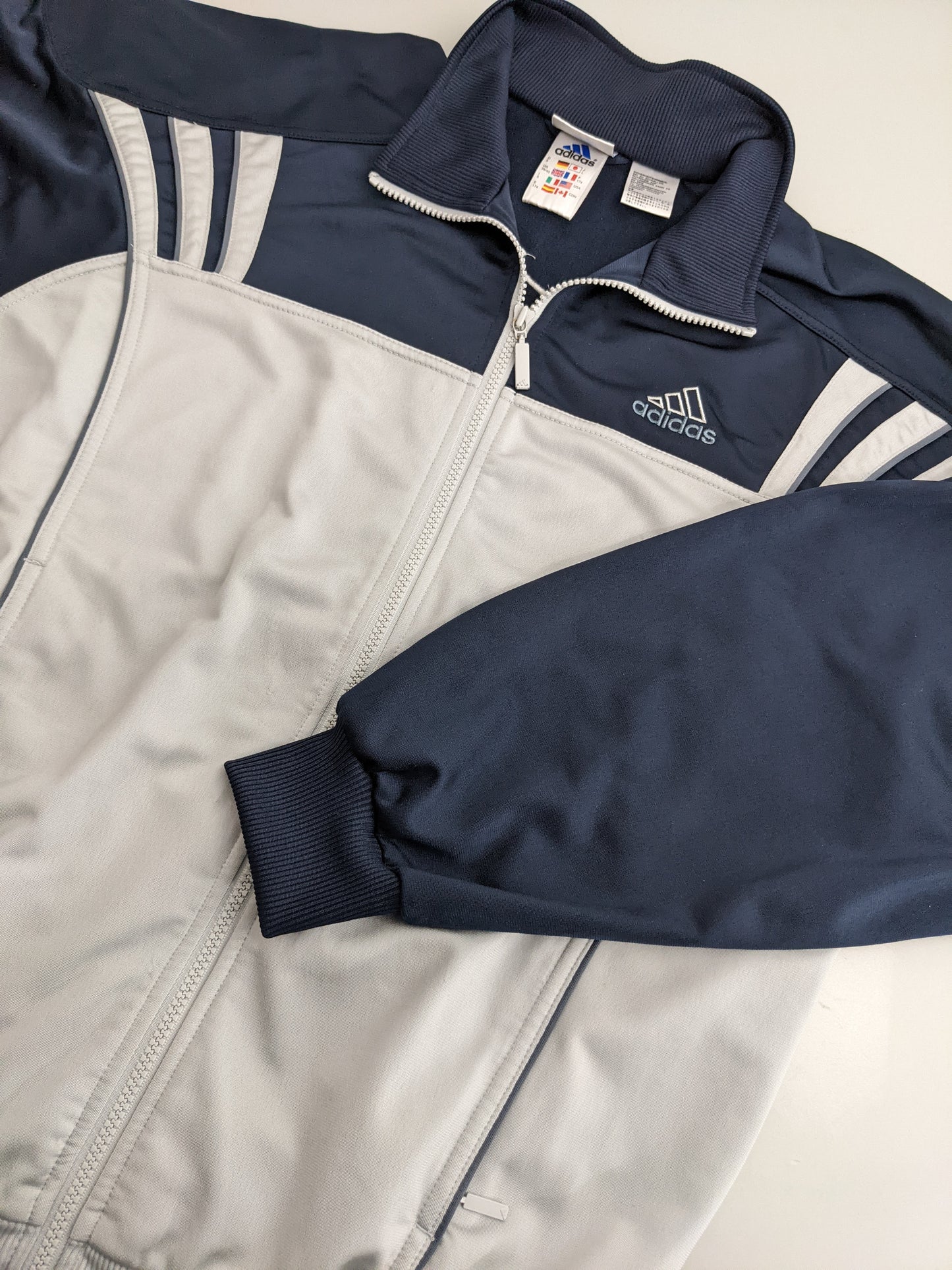 90s Adidas Trackjacket Grey Navy M
