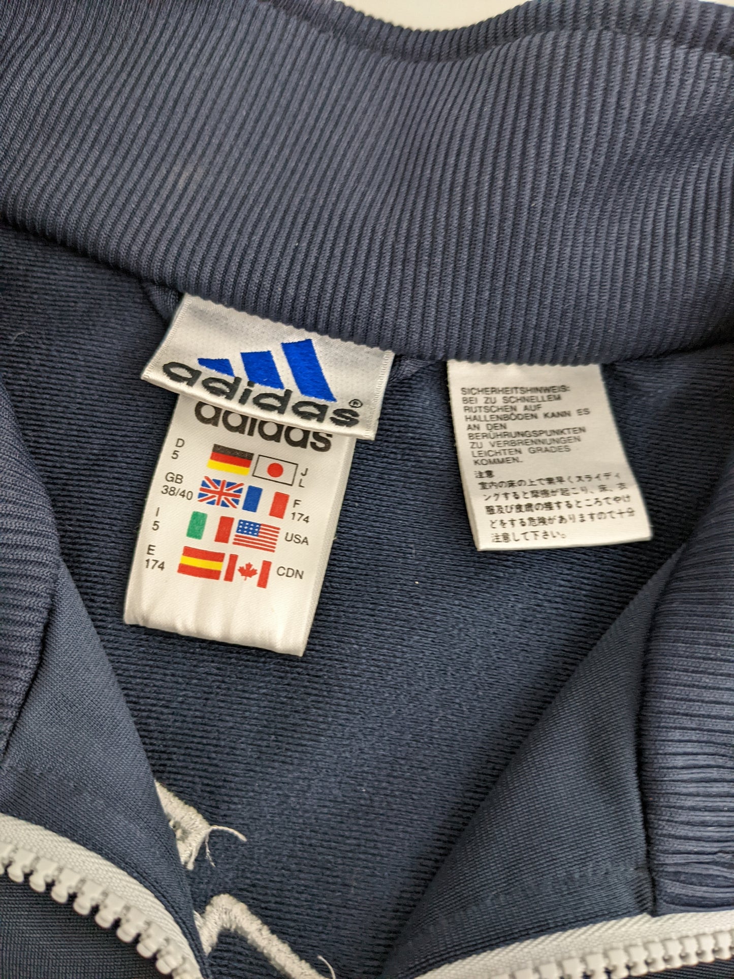 90s Adidas Trackjacket Grey Navy M