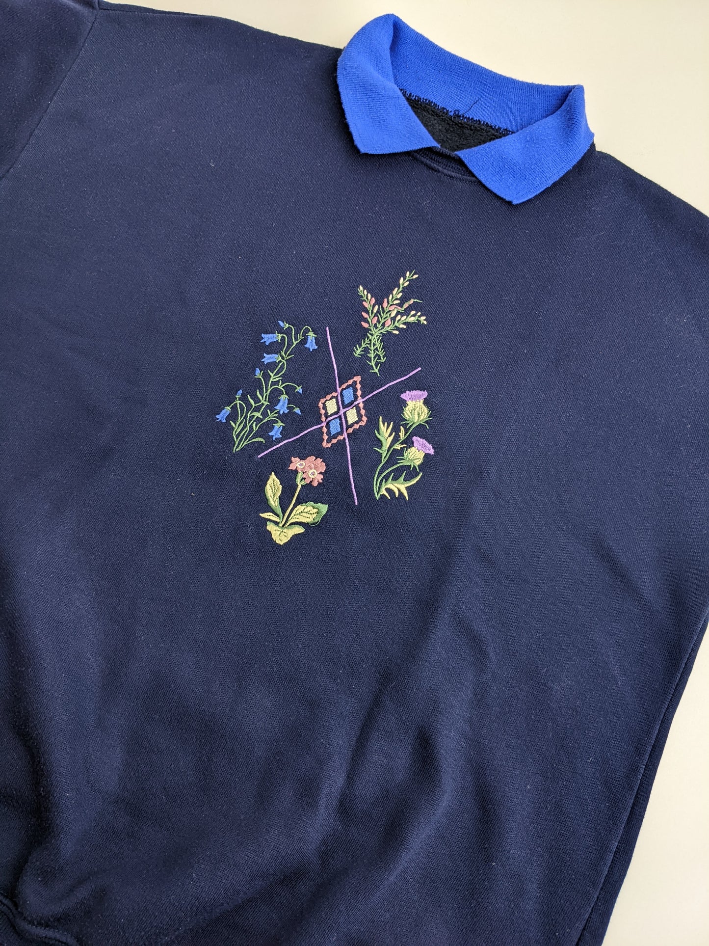 90s Unbranded Sweatshirt Navy L