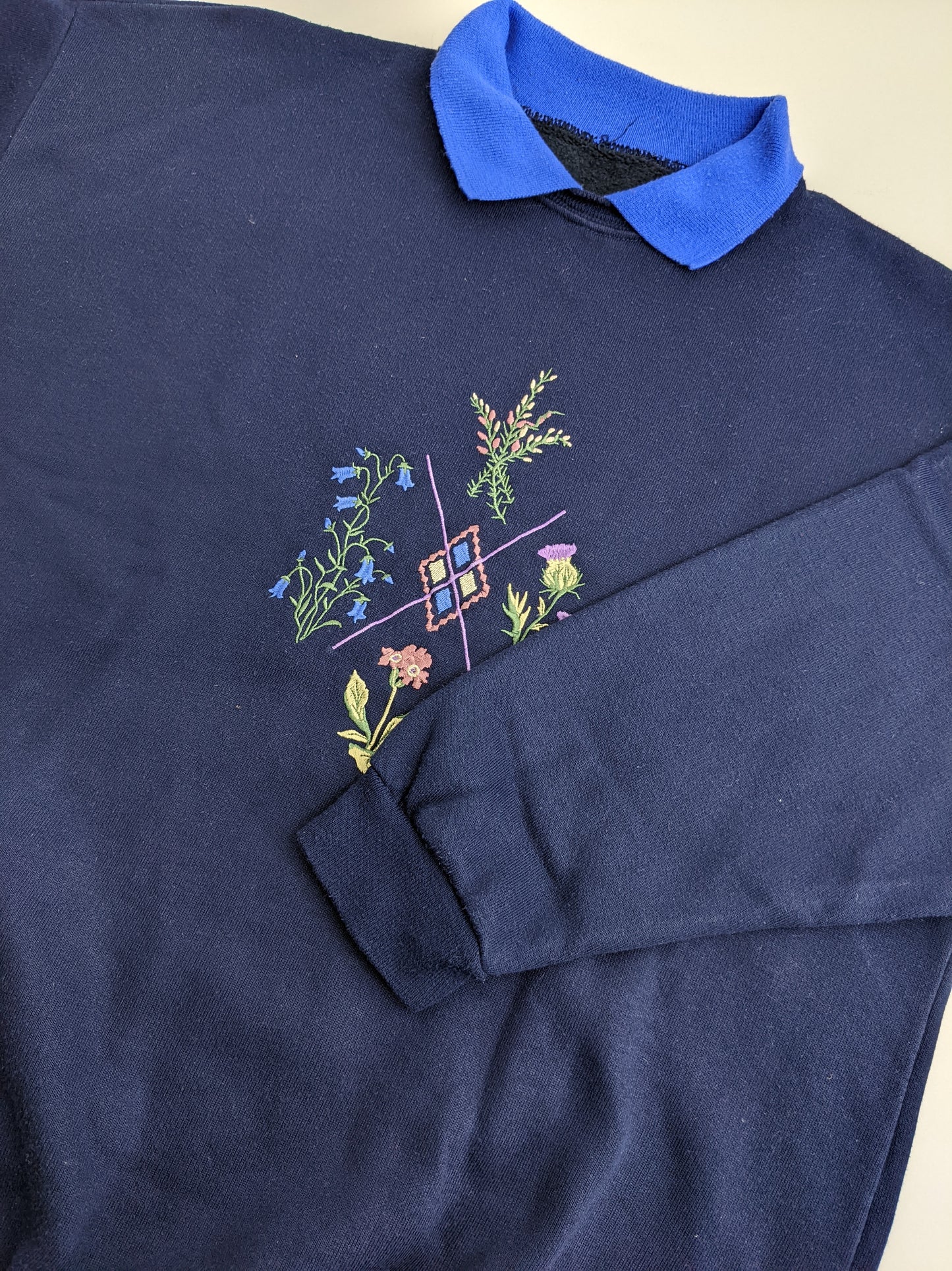 90s Unbranded Sweatshirt Navy L