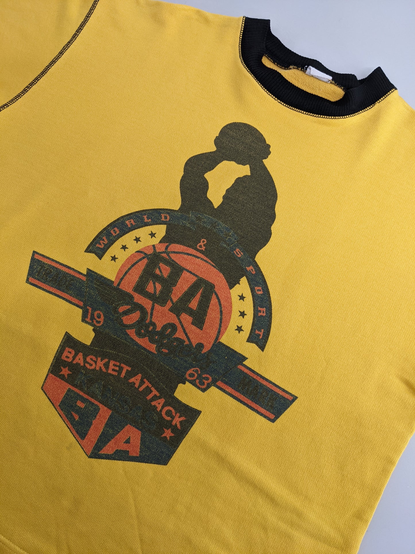 80s Unbranded Basketball T-Shirt Yellow L
