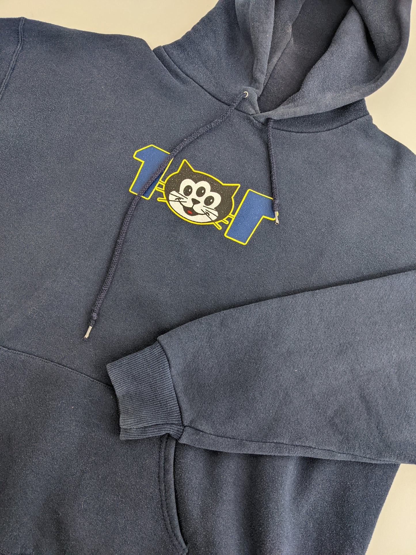 90s Lee Comic Three-Eyed Cat Hoodie Navy XL