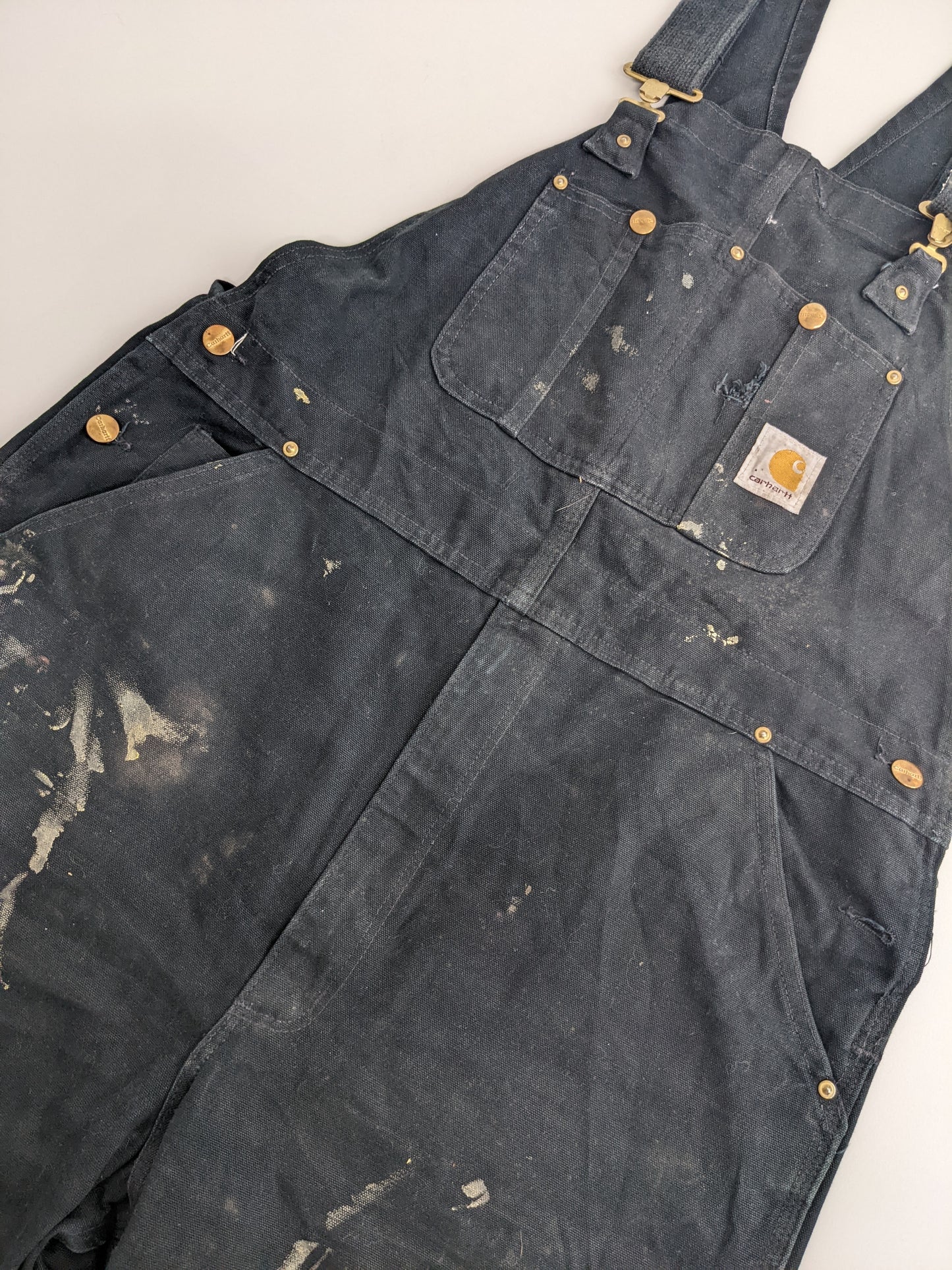 90s Carhartt Reworked Dungaree Black Waist 36