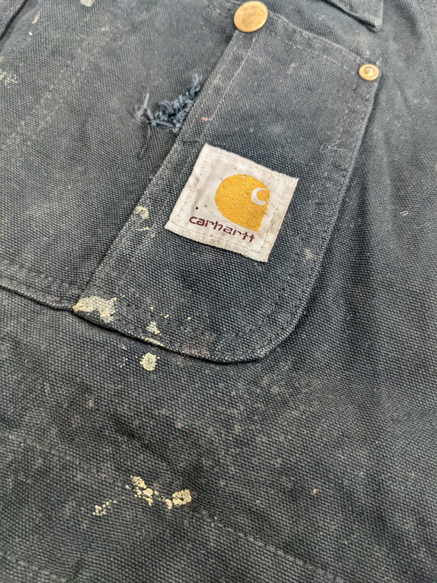 90s Carhartt Reworked Dungaree Black Waist 36