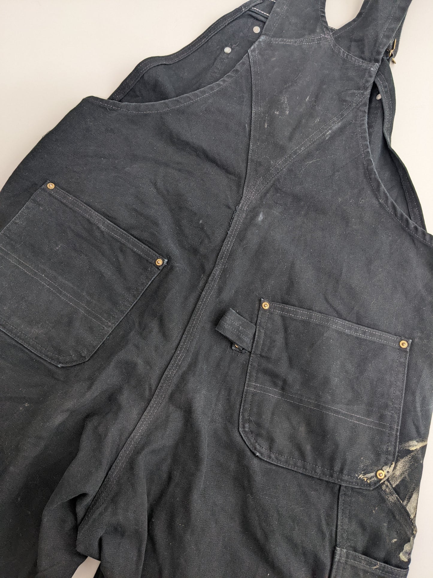 90s Carhartt Reworked Dungaree Black Waist 36