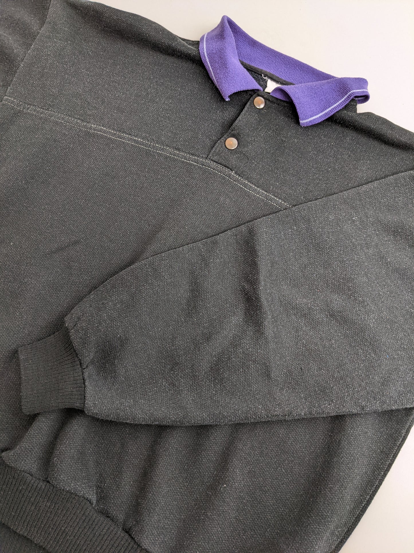 80s Unbranded Sweatshirt Black Purple M