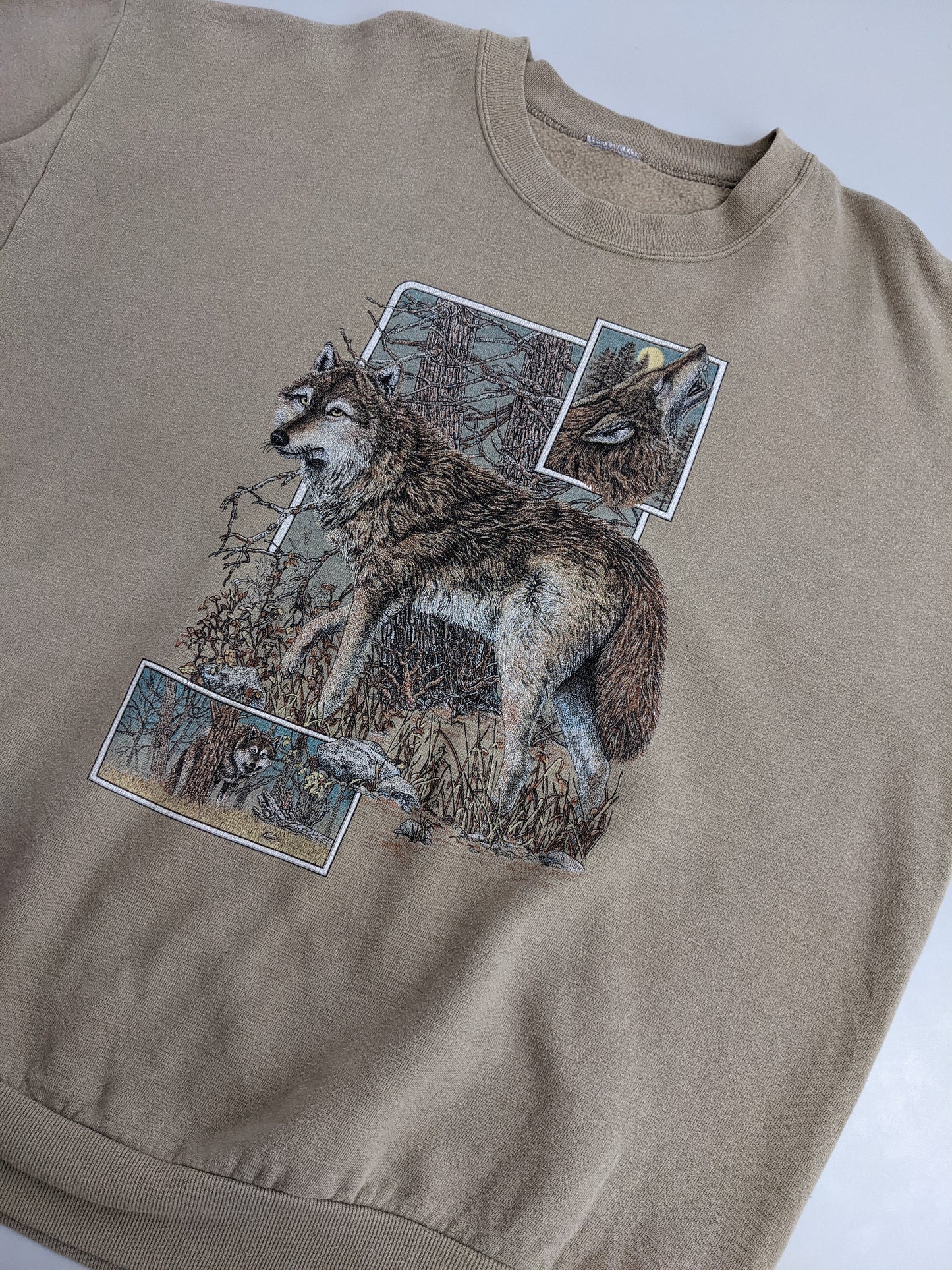 90s Jerzees Animal Print Sweatshirt Beige XL