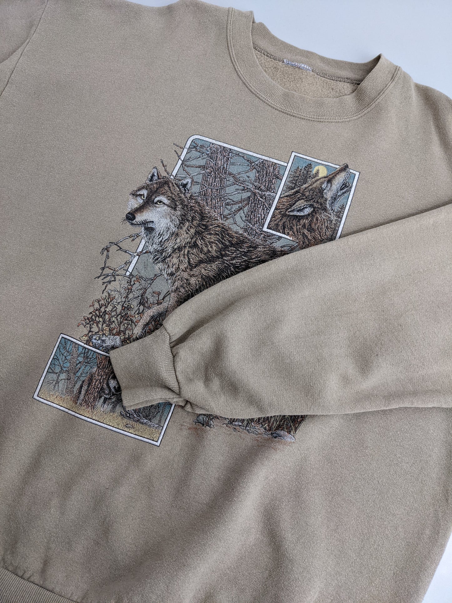 90s Jerzees Animal Print Sweatshirt Beige XL