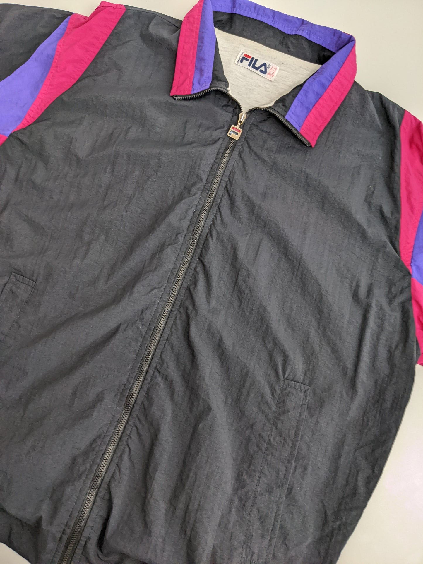 90s Fila Trackjacket Black Pink L