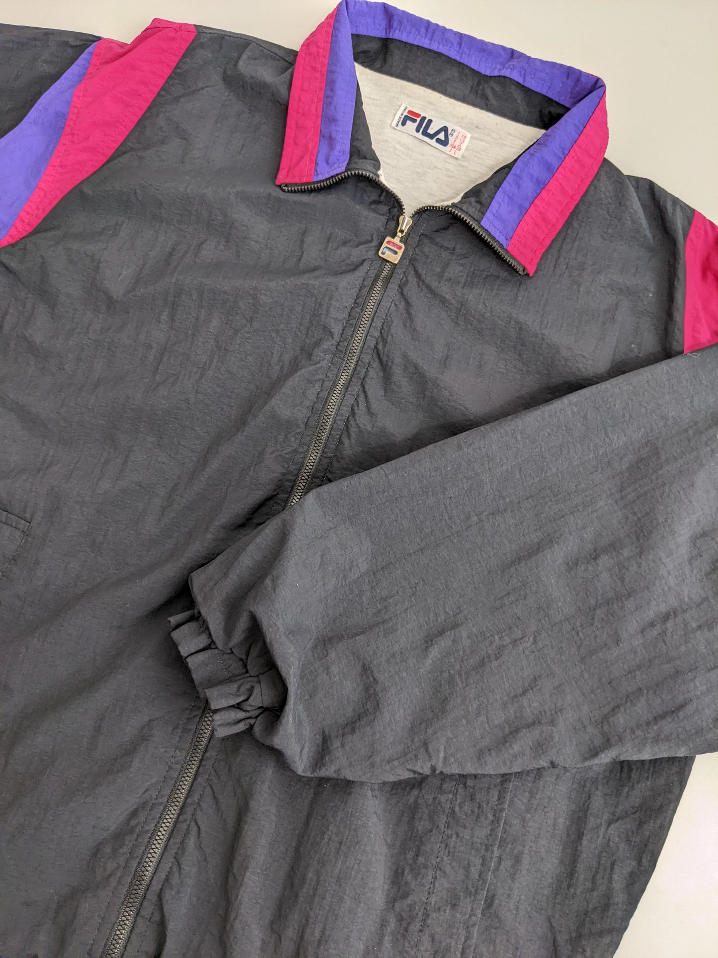 90s Fila Trackjacket Black Pink L