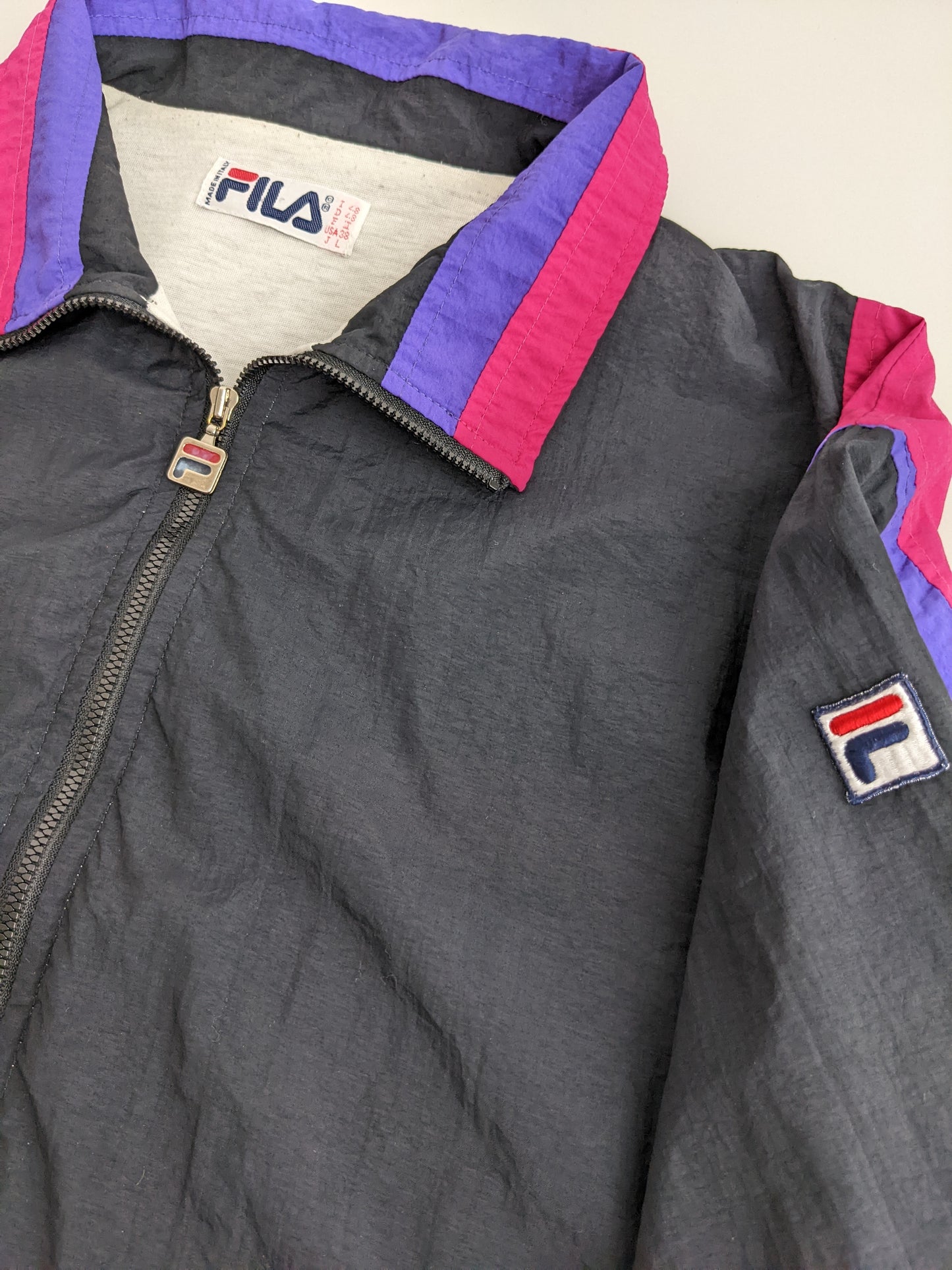 90s Fila Trackjacket Black Pink L