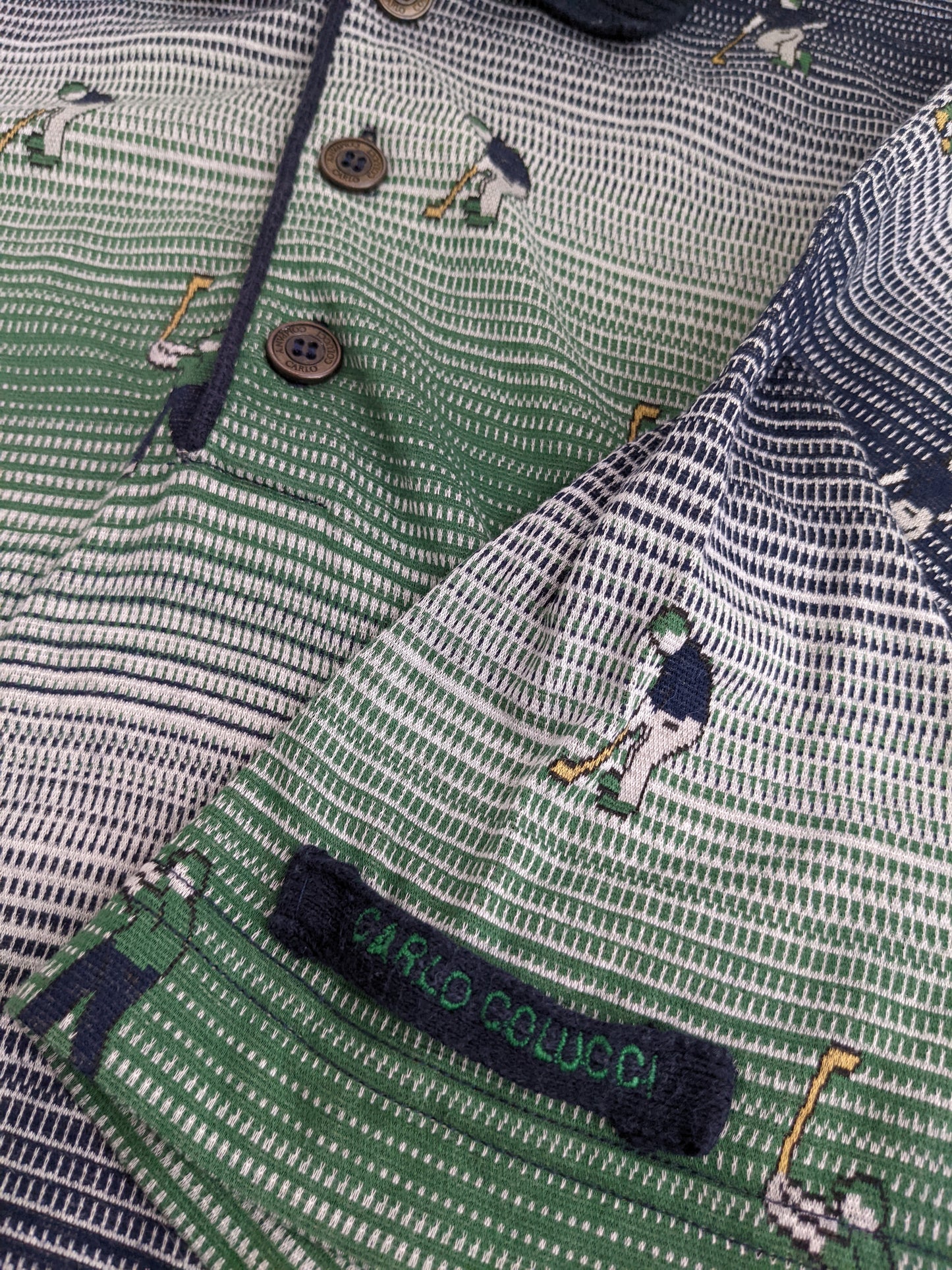 00s Carlo Colucci Polo Black Green XXL