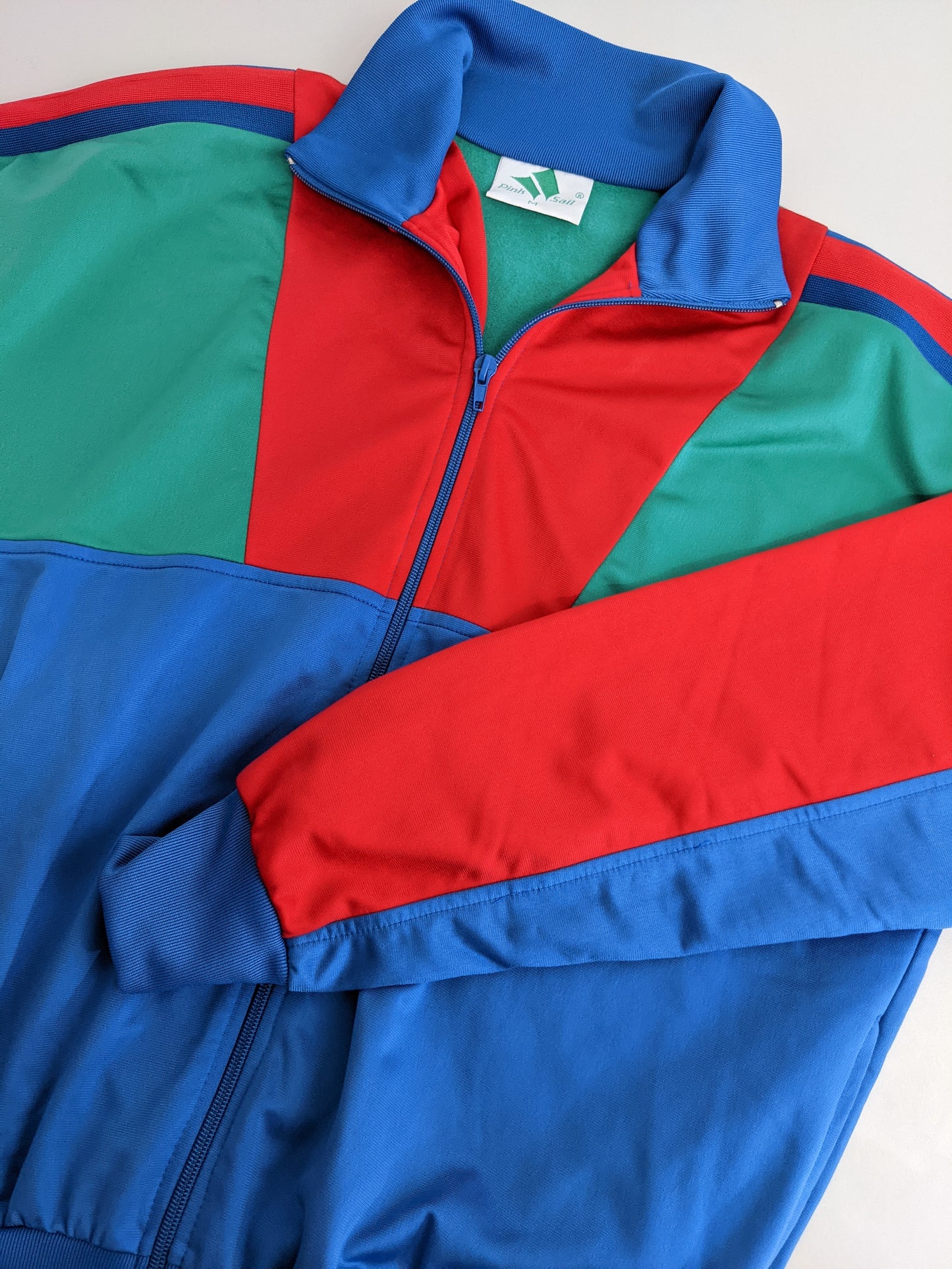 90s Pink Sail Tracksuit Red Green M
