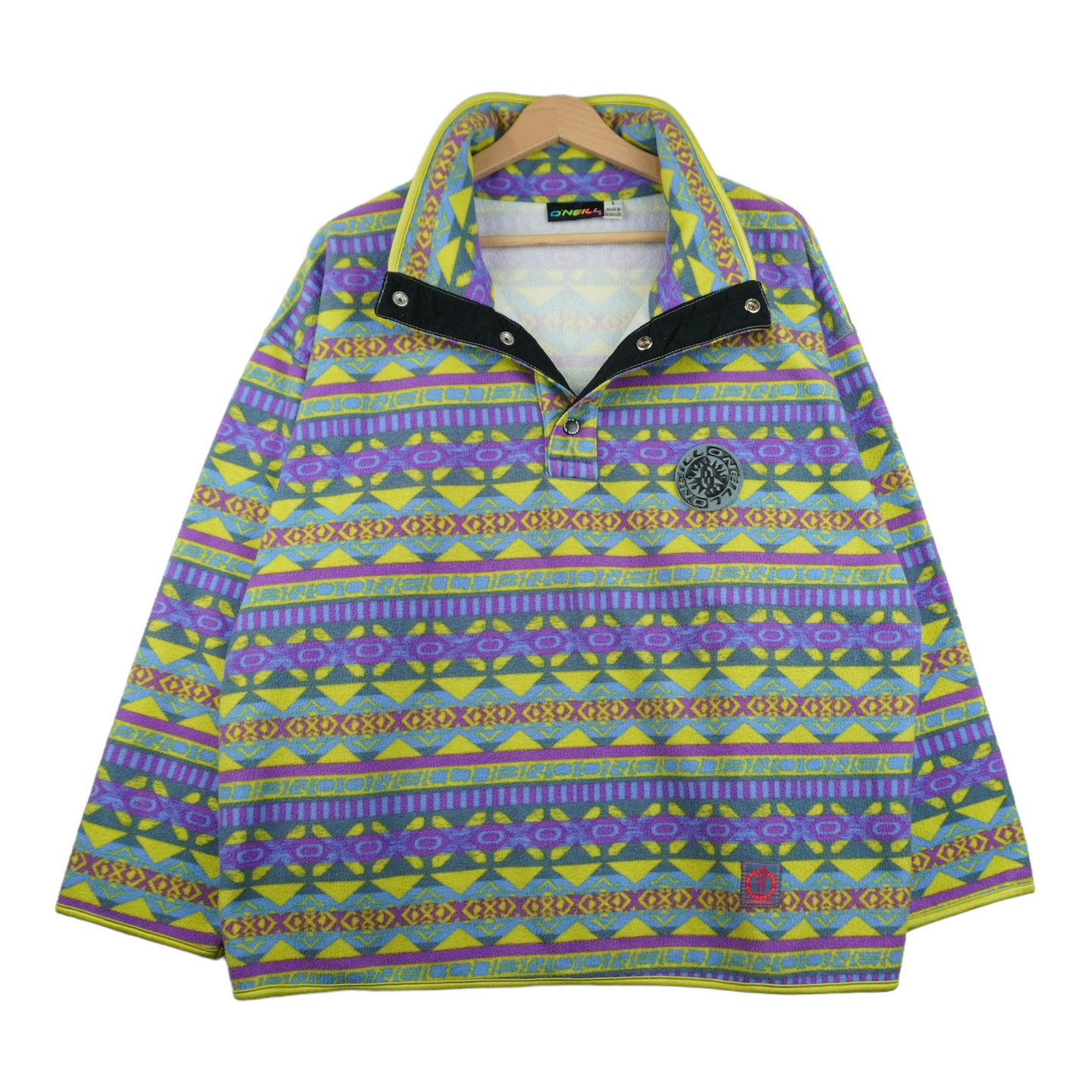 90s O'Neill Fleece Yellow Purple M/L