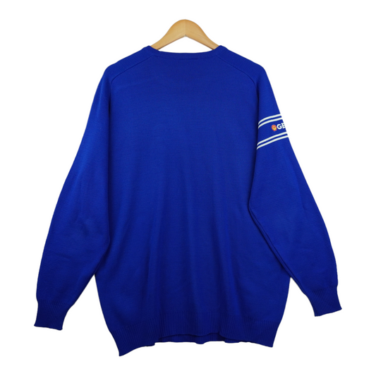 80s Shell Gemini Oil Sweater Blue XL