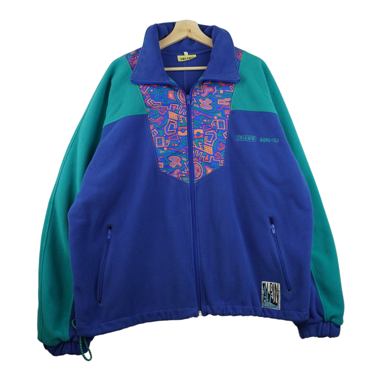 90s Salewa Fleece Goretex Jacket Blue Green XXL