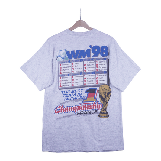 90s World Cup France 1998 Football Germany T-Shirt Grey M