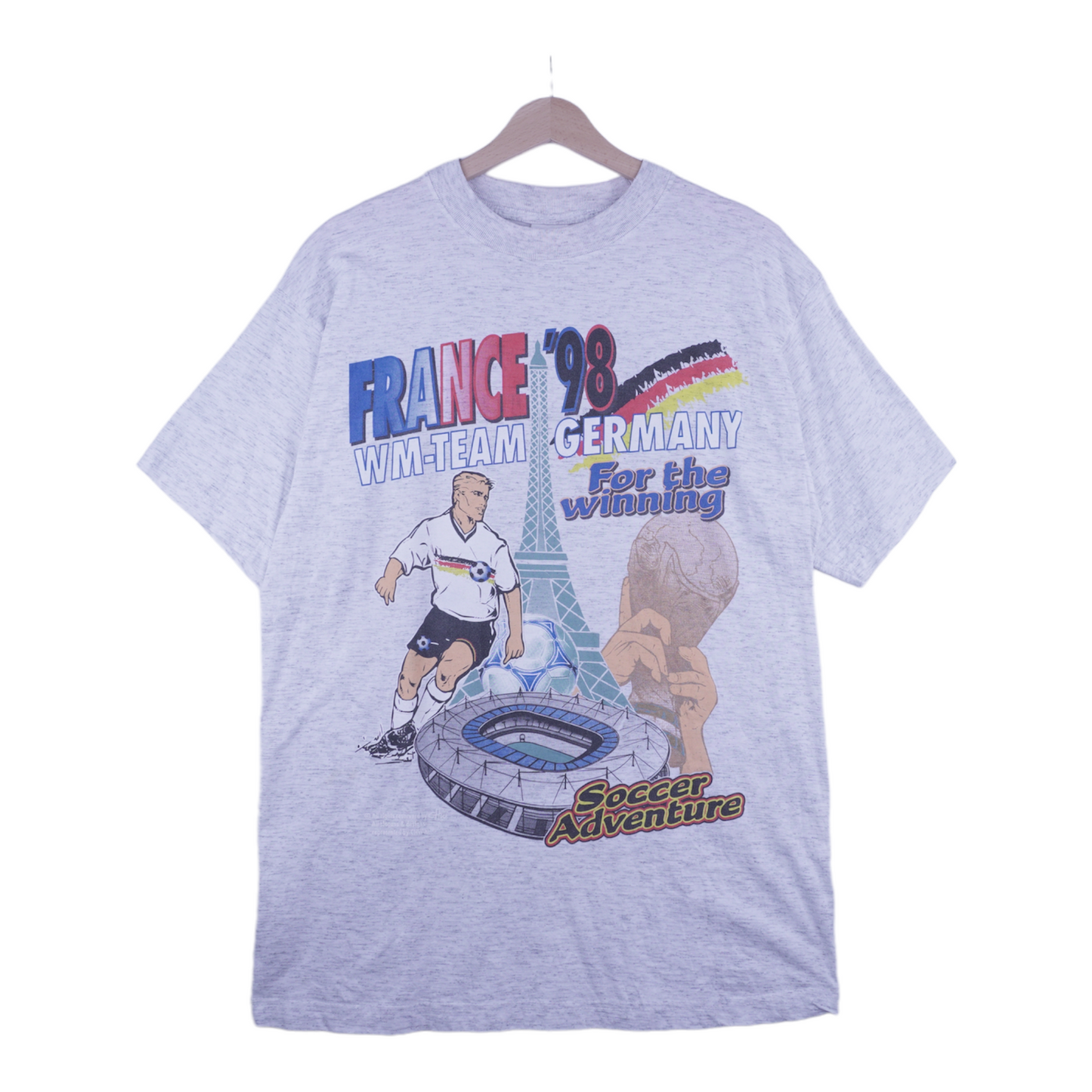 90s World Cup France 1998 Football Germany T-Shirt Grey M