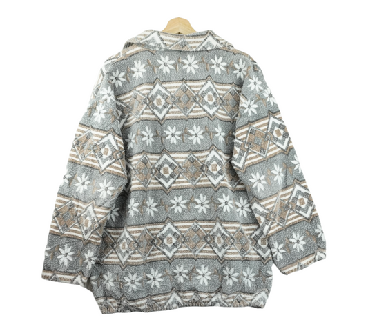 90s Unbranded Crazy Fleece Grey L