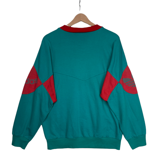 90s Adidas Sweatshirt Green Red M