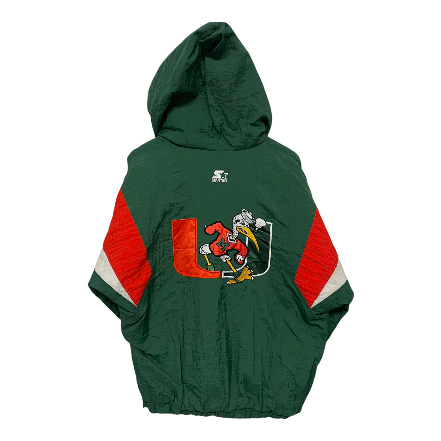 90s Starter Miami Hurricanes NCAA Jacket Green Orange M