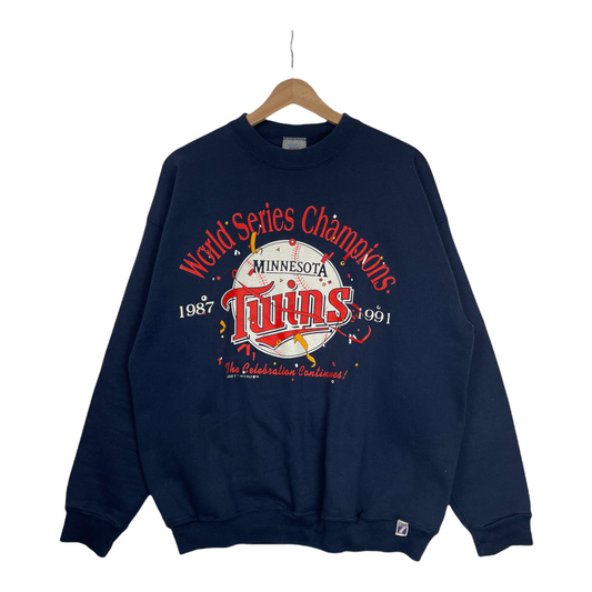 90s Logo7 Minessota Twins MLB Sweatshirt Navy  XL