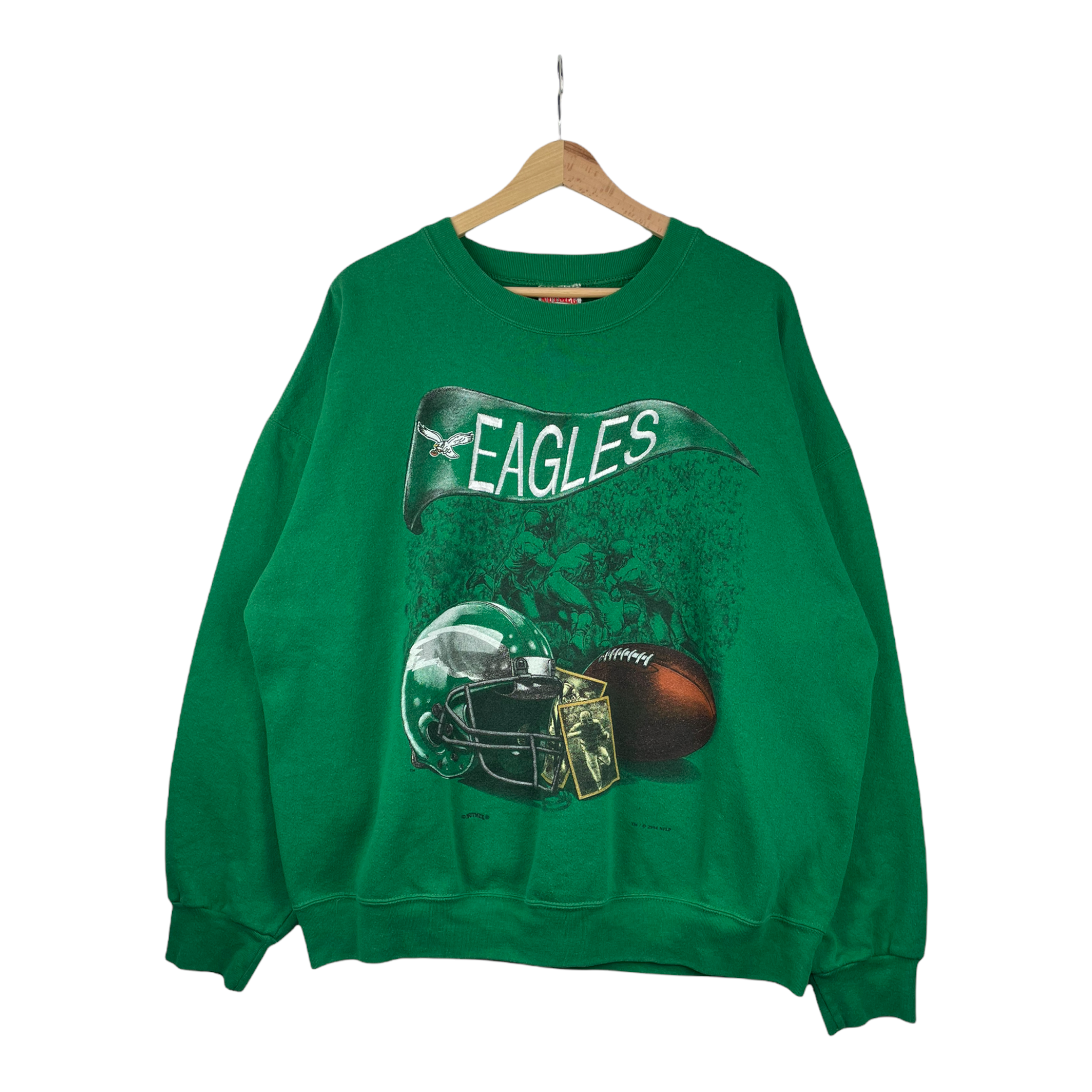 Vintage 90s Green Logo 7 Philadelphia Eagles Sweatshirt - Large