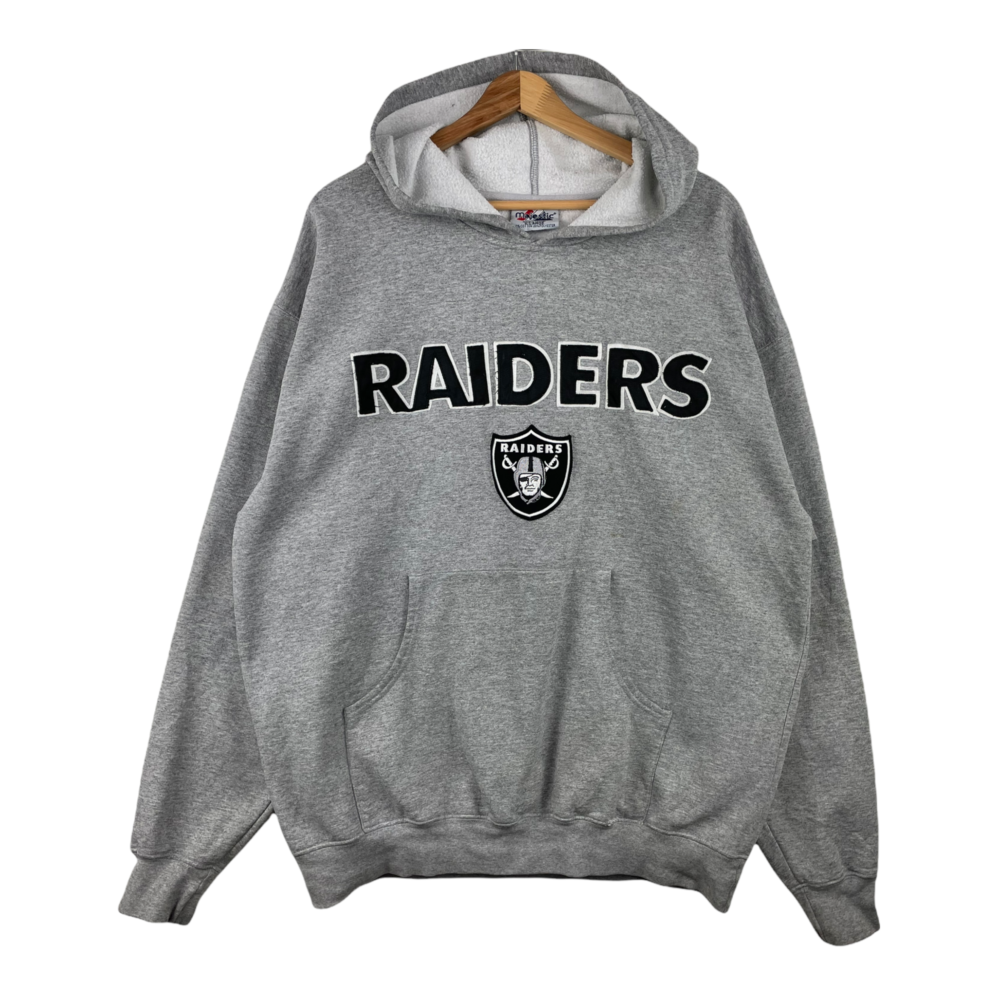 00s Majestic Oakland Raiders NFL Hoodie Grey XL – PopeVintage