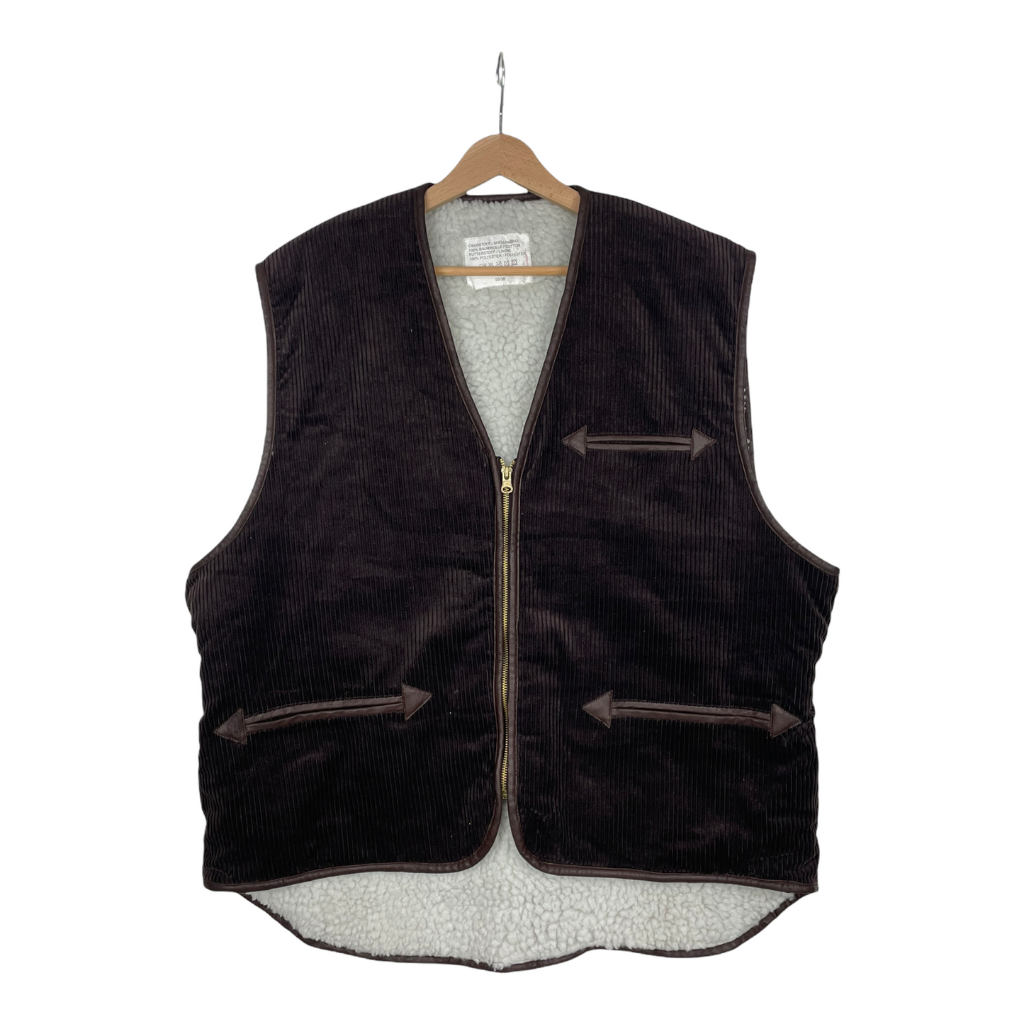 90s Unbranded Cord Vest Chocolate XL