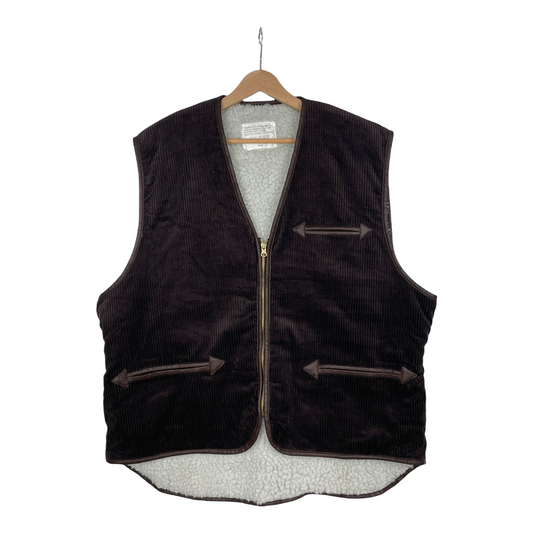 90s Unbranded Cord Vest Chocolate  XL